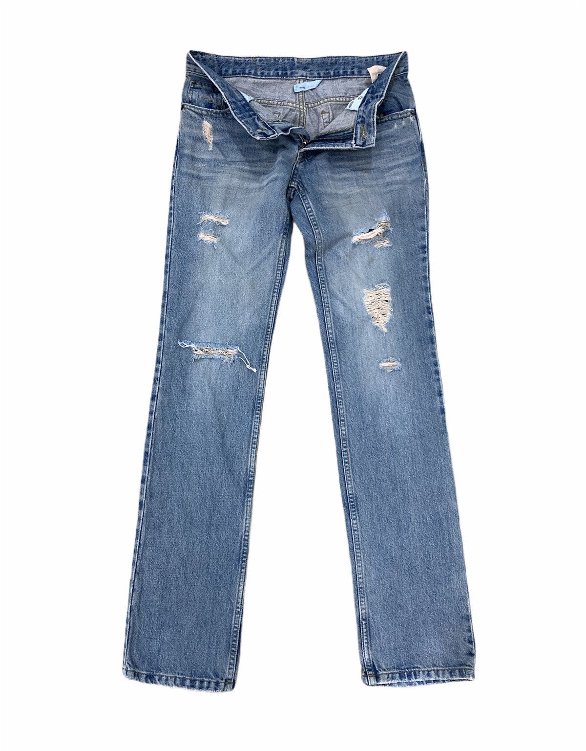 Japanese Brand VIRCA PHRASE Disstressed Denim SlimFit Harajuku Style Jeans Size 29" - 3 Thumbnail