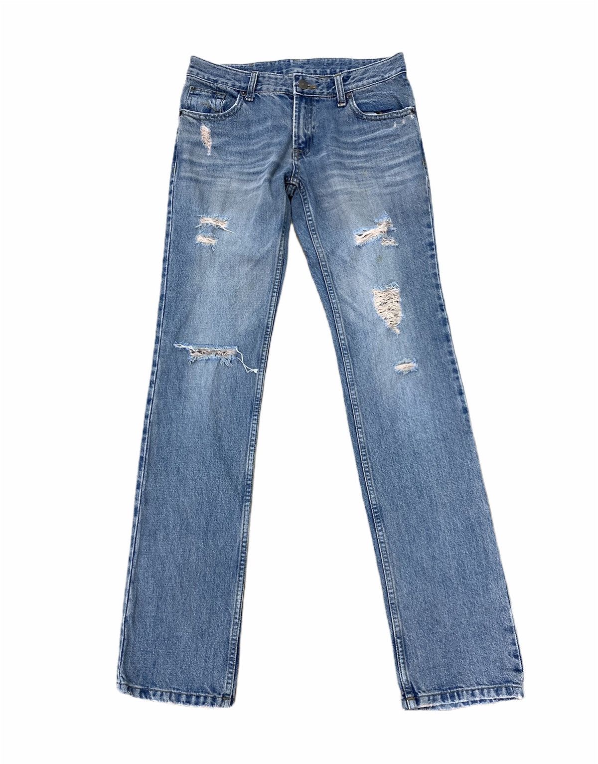 Japanese Brand VIRCA PHRASE Disstressed Denim SlimFit Harajuku Style Jeans Size 29" - 1 Thumbnail