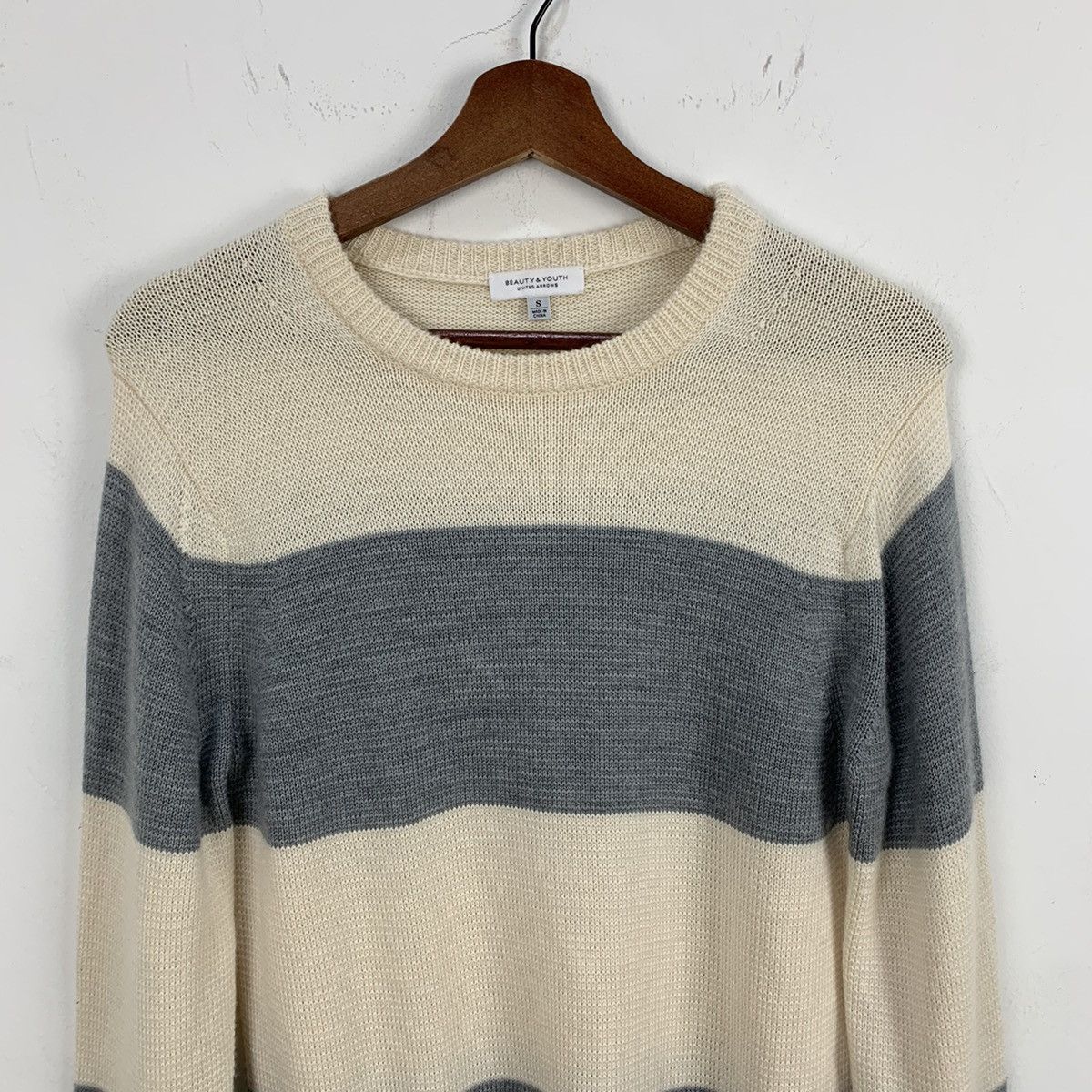 BEAUTY&YOUTH BEAUTY&YOUTH UNITED ARROWS Wool Striped Modern Knit Sweater Size US S / EU 44-46 / 1 - 3 Thumbnail