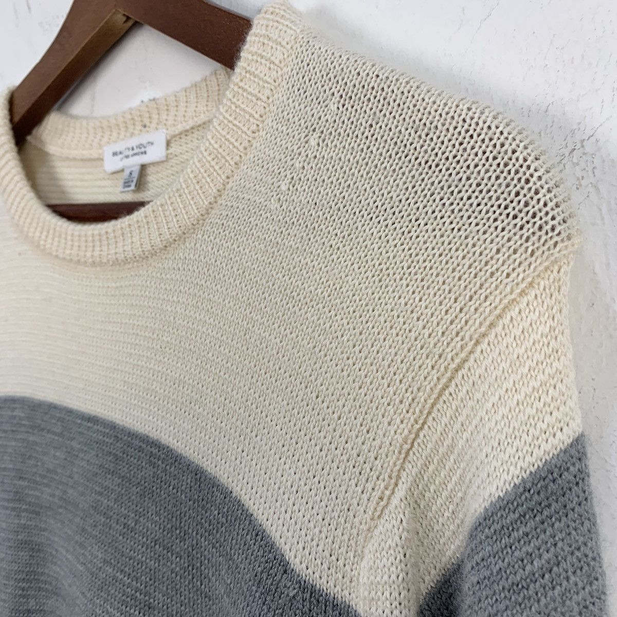 BEAUTY&YOUTH BEAUTY&YOUTH UNITED ARROWS Wool Striped Modern Knit Sweater Size US S / EU 44-46 / 1 - 7 Thumbnail