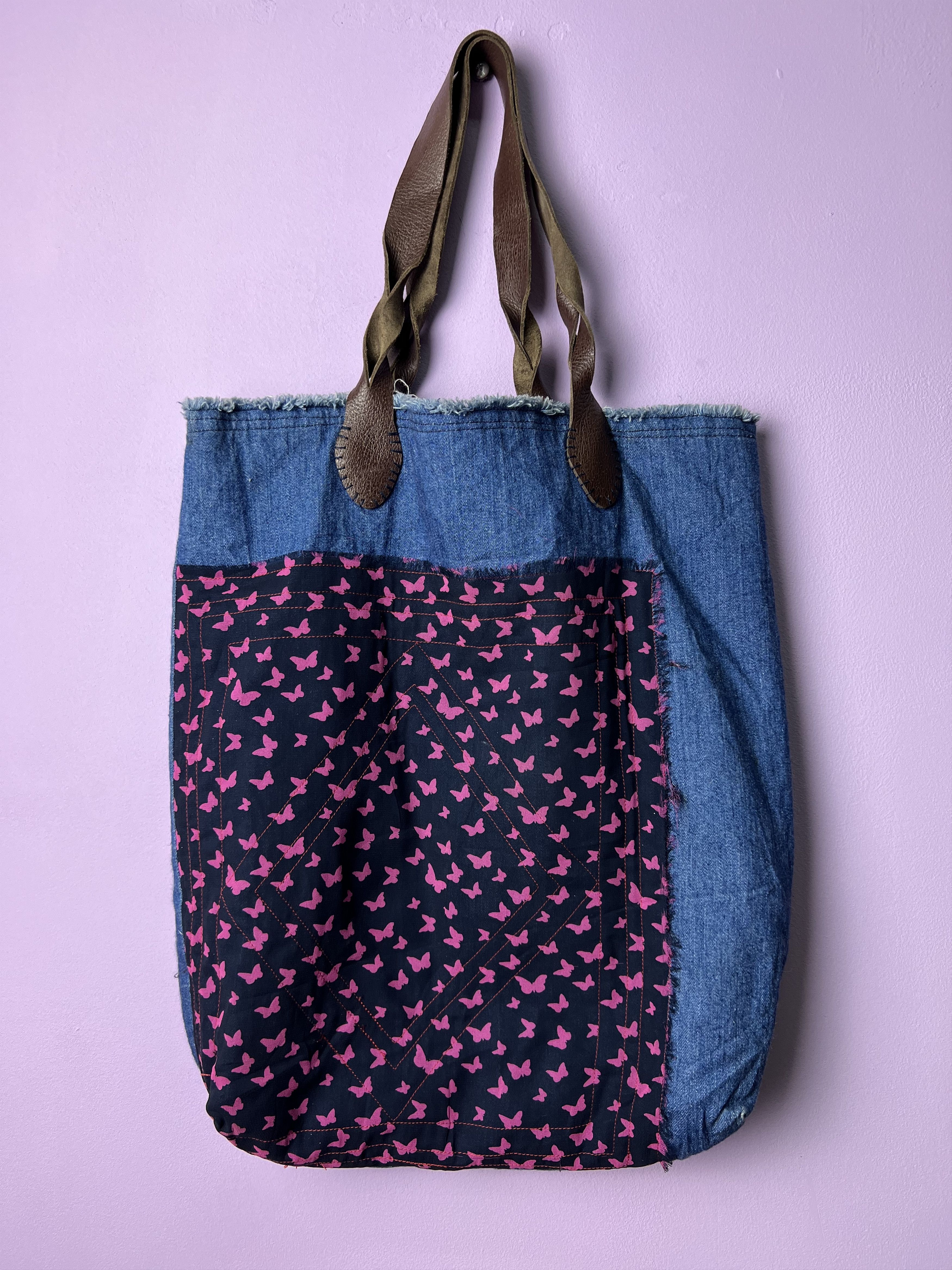 Beauty Beast 🔥Wafflish Waffle Boro Denim Tote Bags Size ONE SIZE - 5 Thumbnail