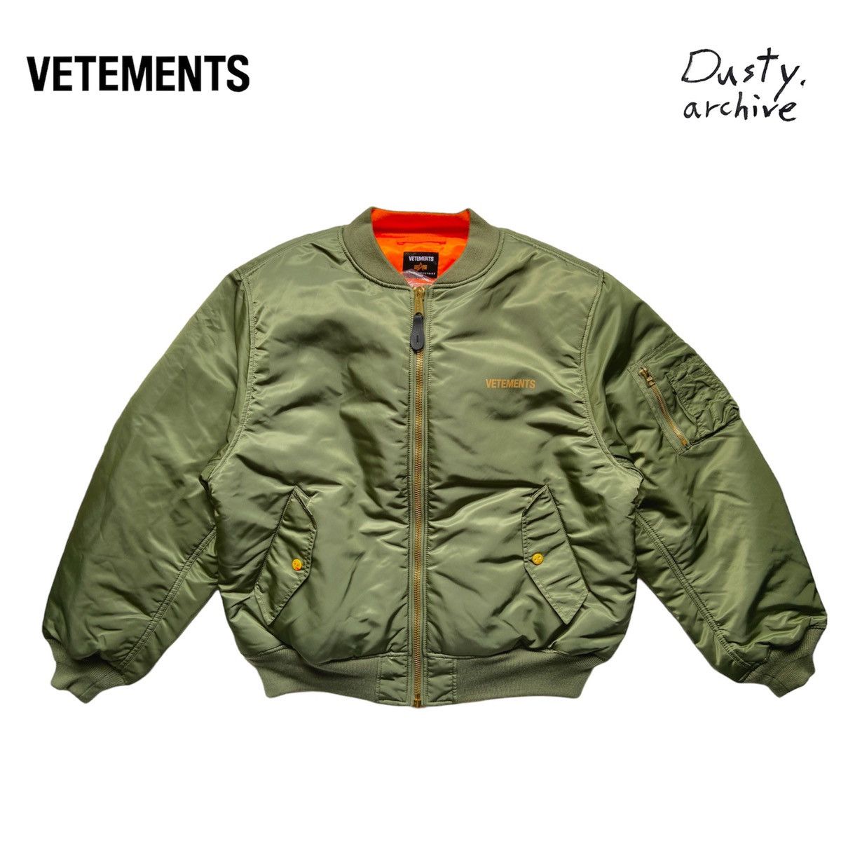 Vetements ss18 alpha green/ orange emoji oversized bomber