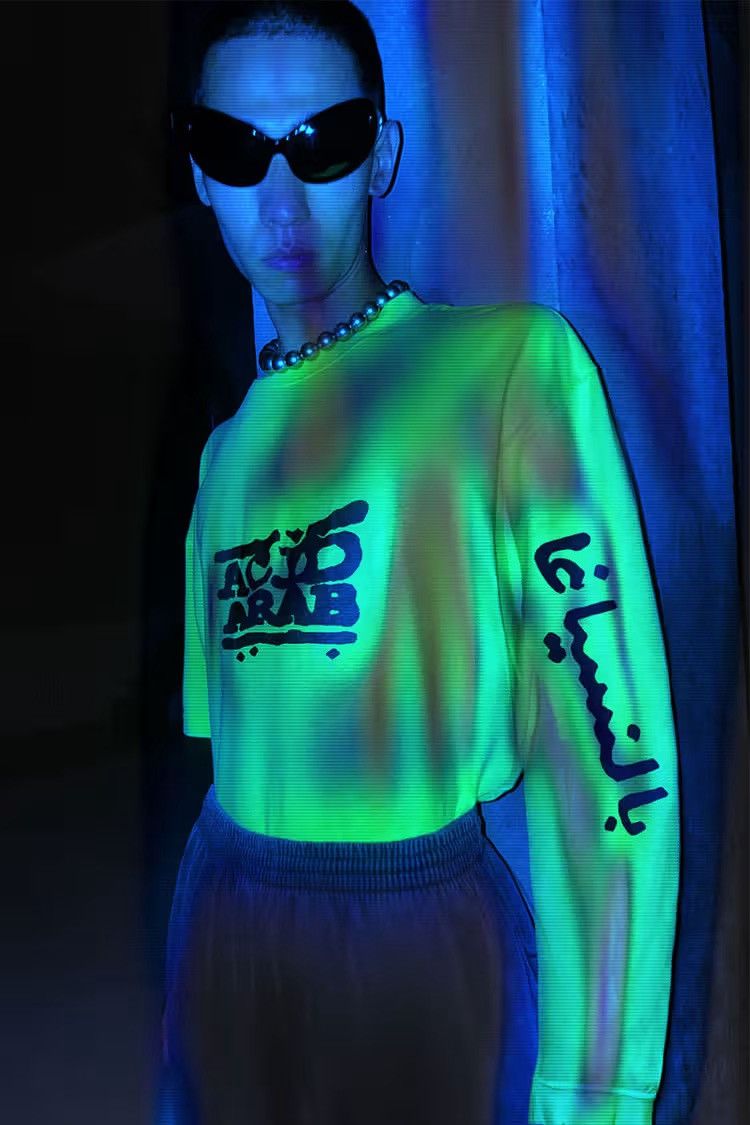 image of Balenciaga Limited Edition Acid Arab Edition Long Sleeve T-Shirt in Green, Men's (Size XL)