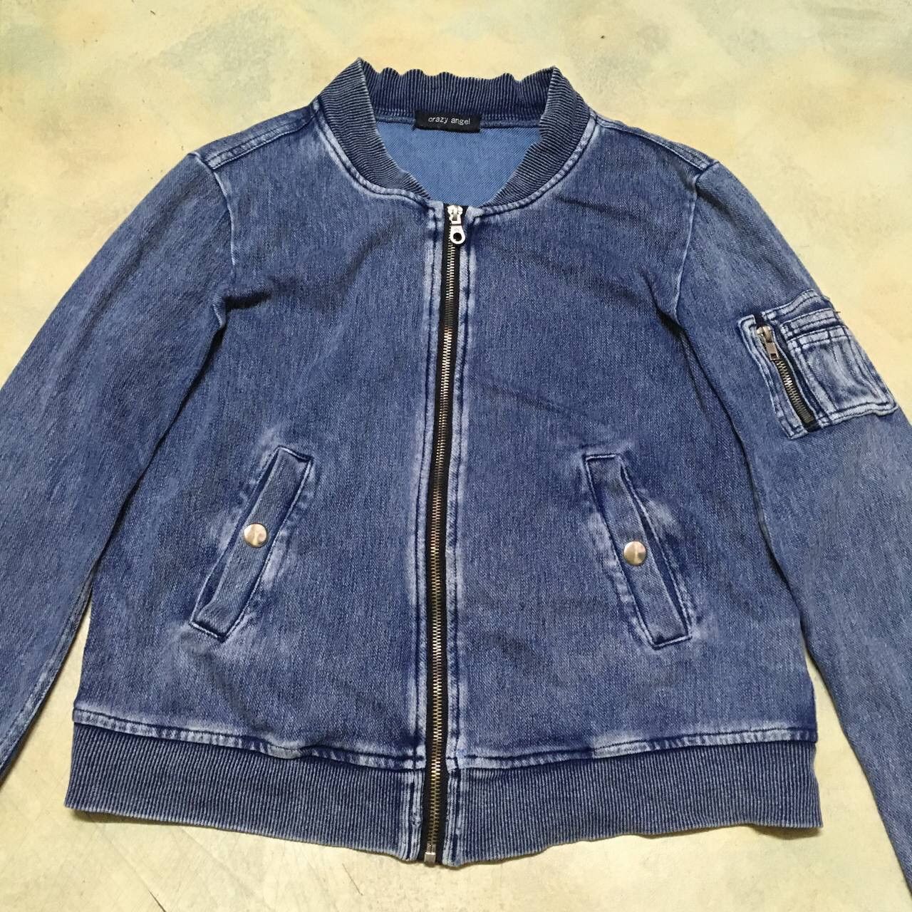 Japanese Brand Crazy Angel Denim Bomber Jacket Size US M / EU 48-50 / 2 - 2 Thumbnail