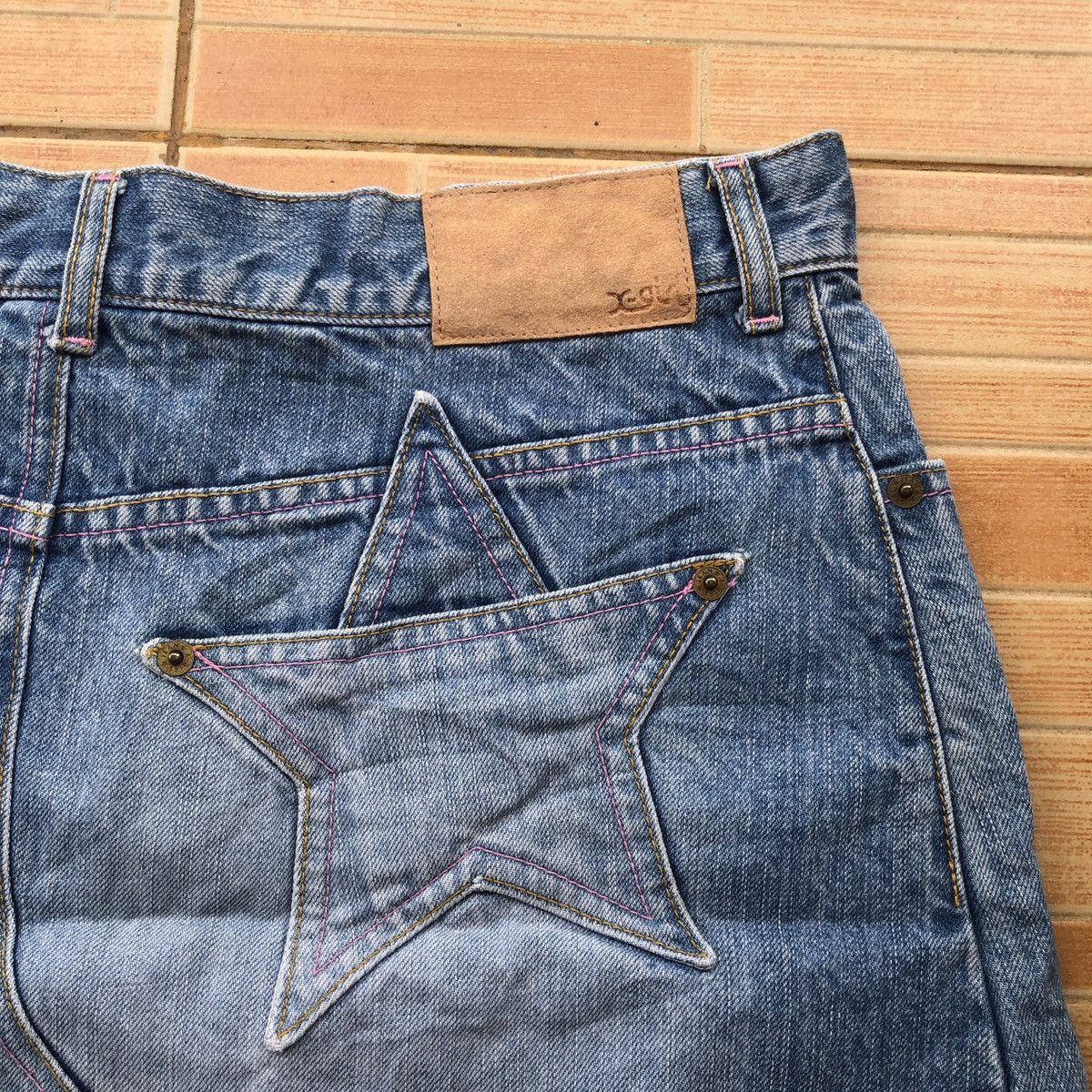 X-Girl 💥RARE X-girl Denim Star Pocket Mini Skirt Size 31" - 4 Thumbnail