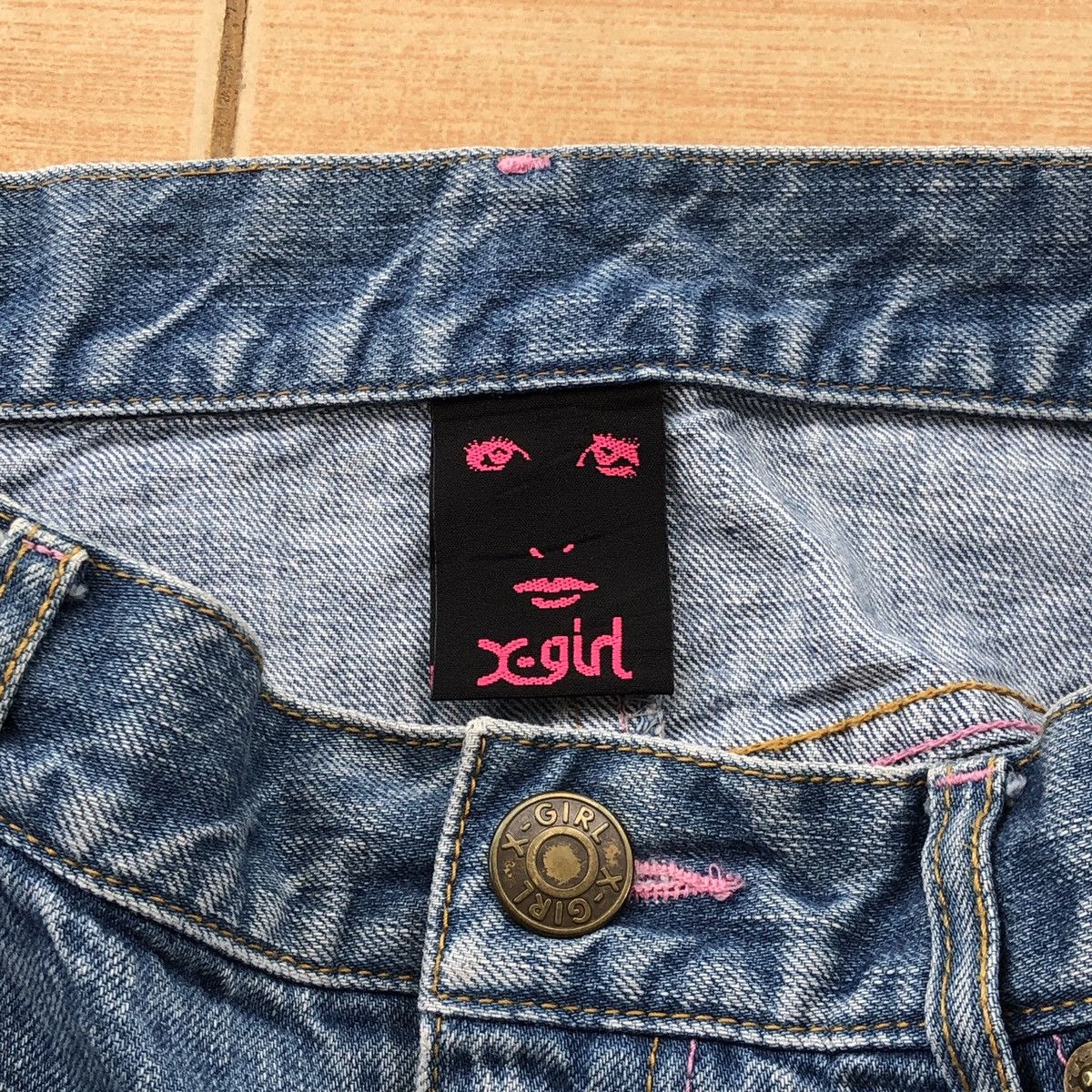 X-Girl 💥RARE X-girl Denim Star Pocket Mini Skirt Size 31" - 5 Thumbnail