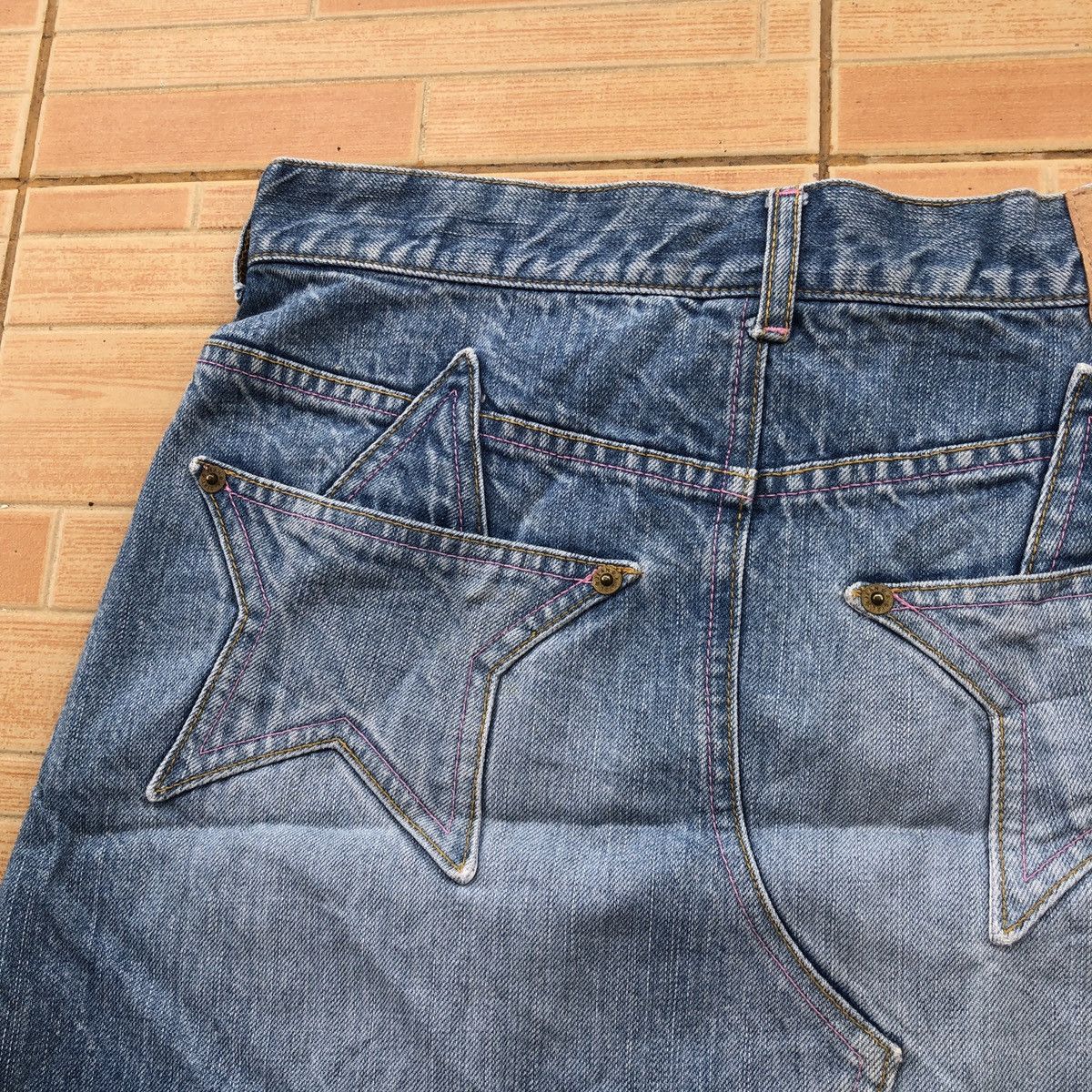 X-Girl 💥RARE X-girl Denim Star Pocket Mini Skirt Size 31" - 3 Thumbnail