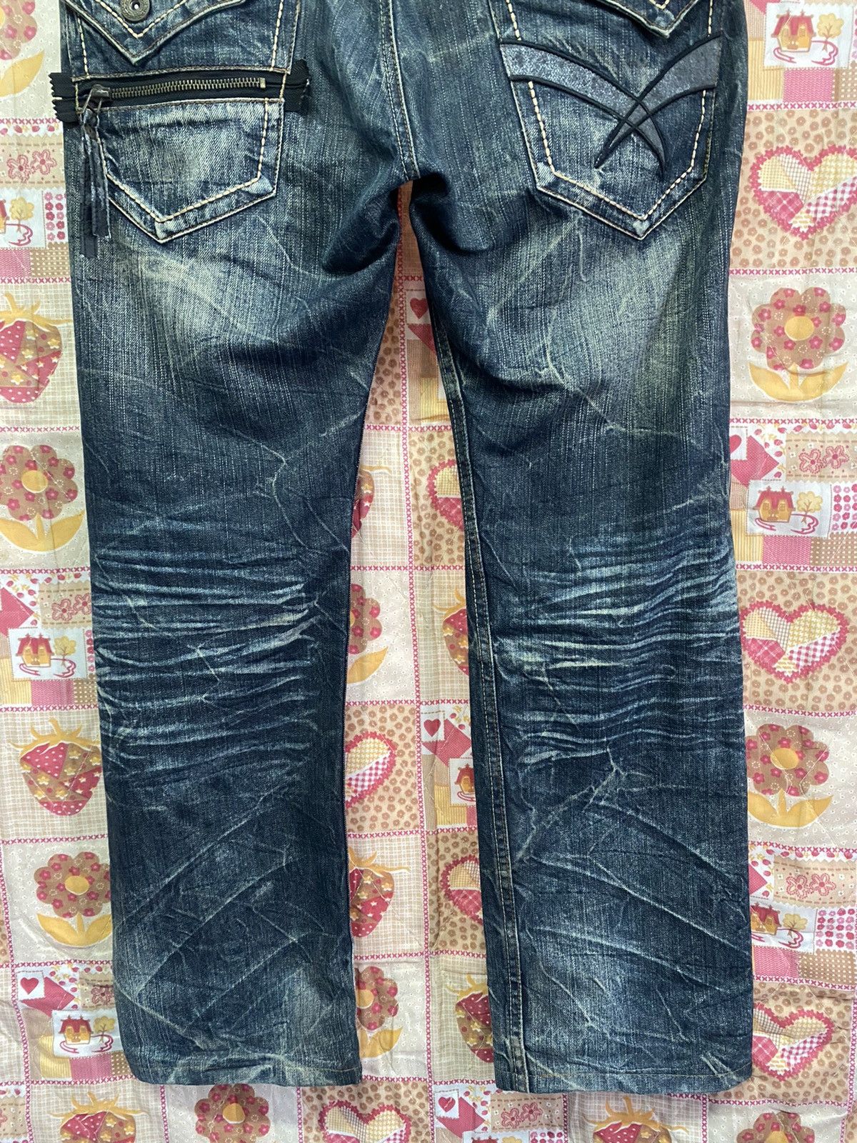 Hysteric Glamour × In The Attic × Tornado Mart Japan Oririn Distressed Mud Rusty Scratch Blue Black Art Size US 35 - 3 Thumbnail
