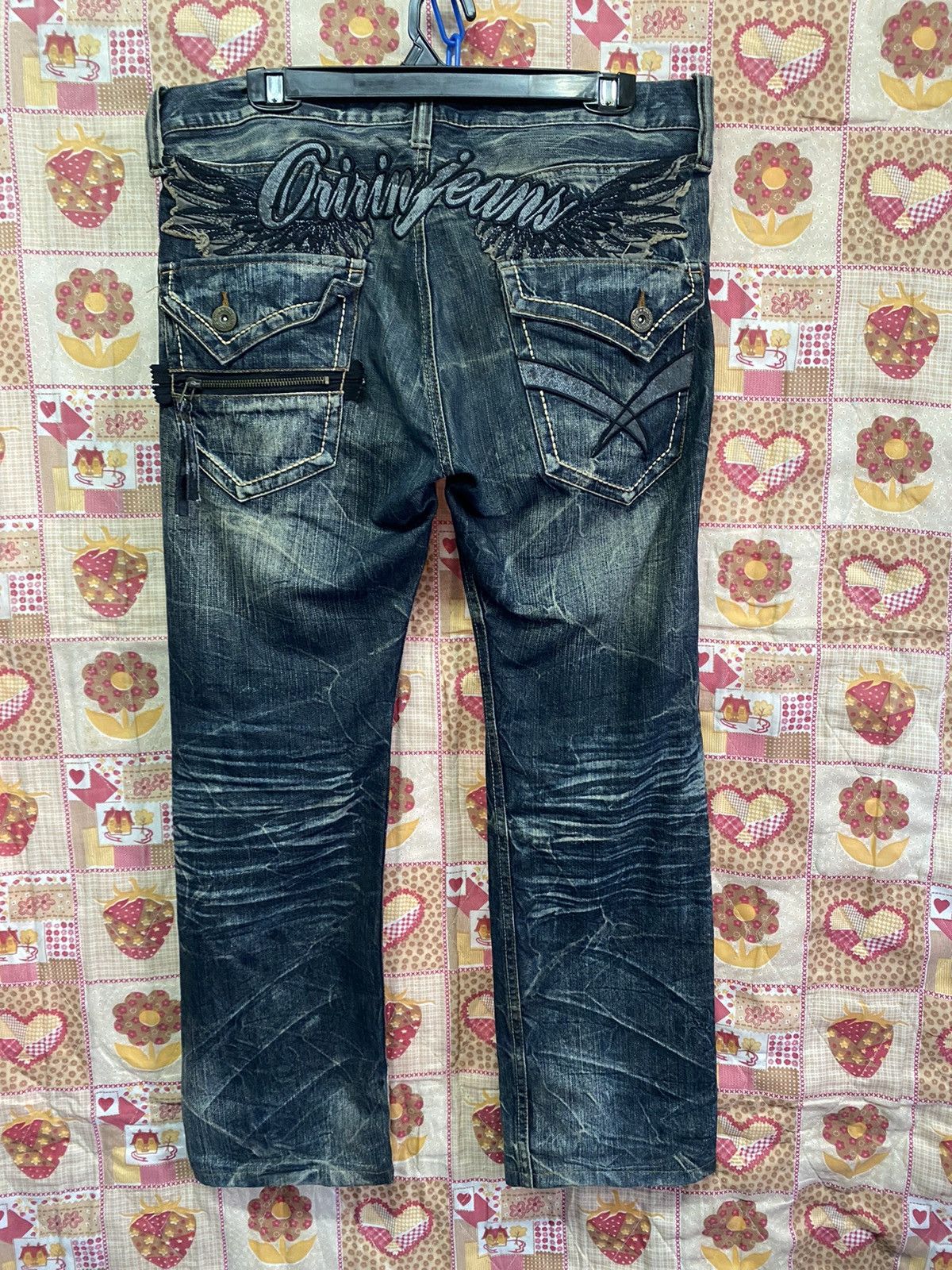 Hysteric Glamour × In The Attic × Tornado Mart Japan Oririn Distressed Mud Rusty Scratch Blue Black Art Size US 35 - 1 Thumbnail