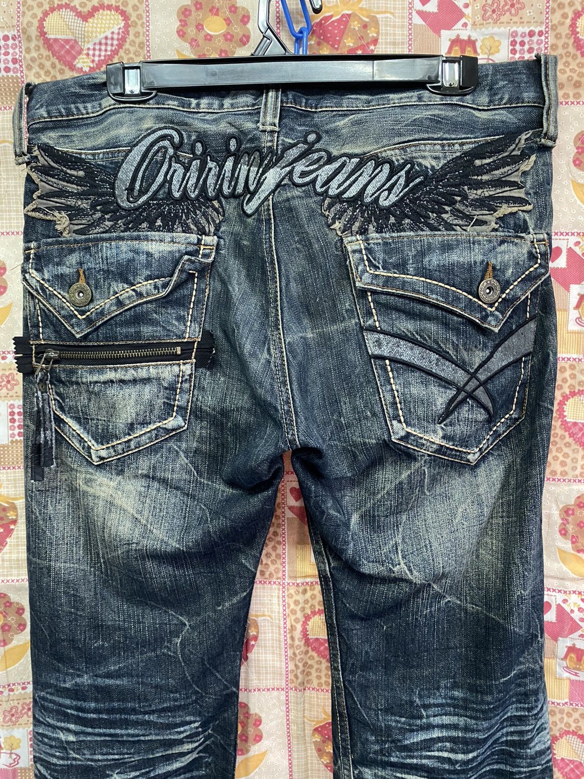 Hysteric Glamour × In The Attic × Tornado Mart Japan Oririn Distressed Mud Rusty Scratch Blue Black Art Size US 35 - 2 Thumbnail