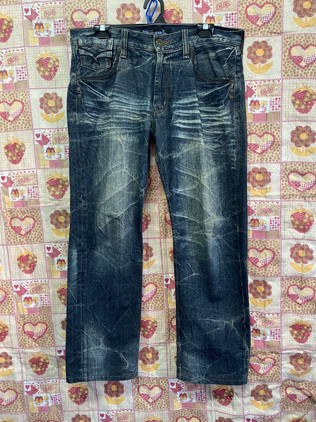 Hysteric Glamour × In The Attic × Tornado Mart Japan Oririn Distressed Mud Rusty Scratch Blue Black Art Size US 35 - 4 Thumbnail