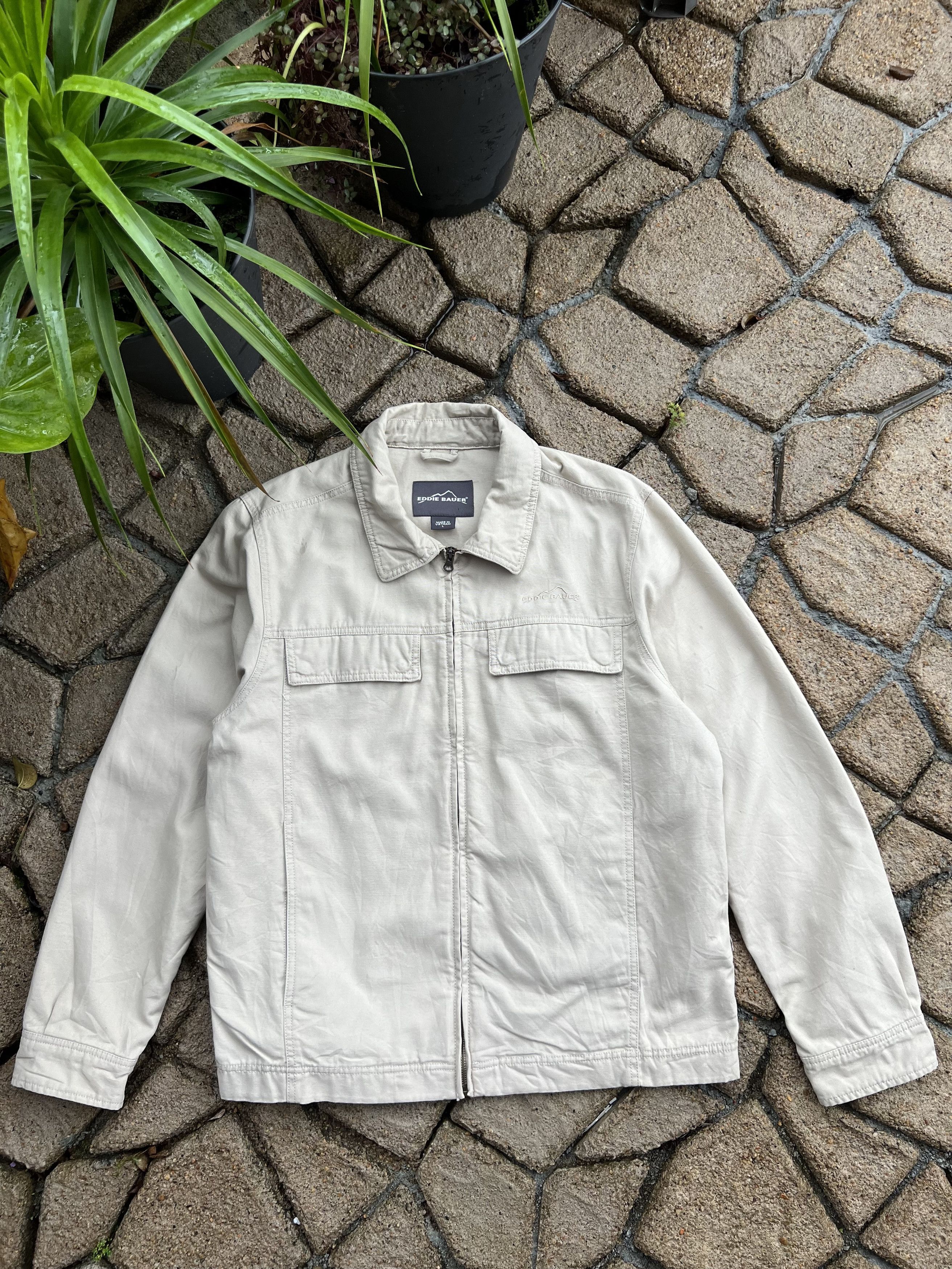 Eddie Bauer 🔥Eddie Bauer Khaki Zipper Chore Jacket Size US L / EU 52-54 / 3 - 17 Thumbnail