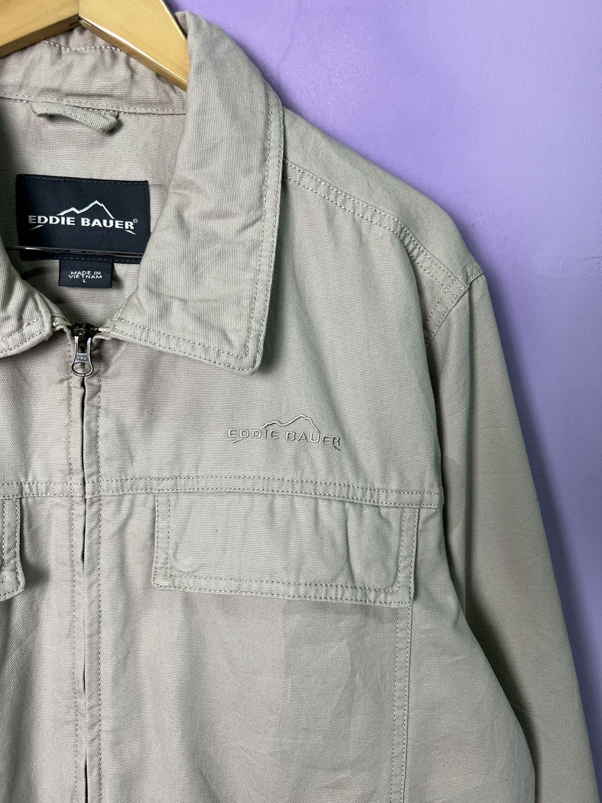 Eddie Bauer 🔥Eddie Bauer Khaki Zipper Chore Jacket Size US L / EU 52-54 / 3 - 6 Thumbnail