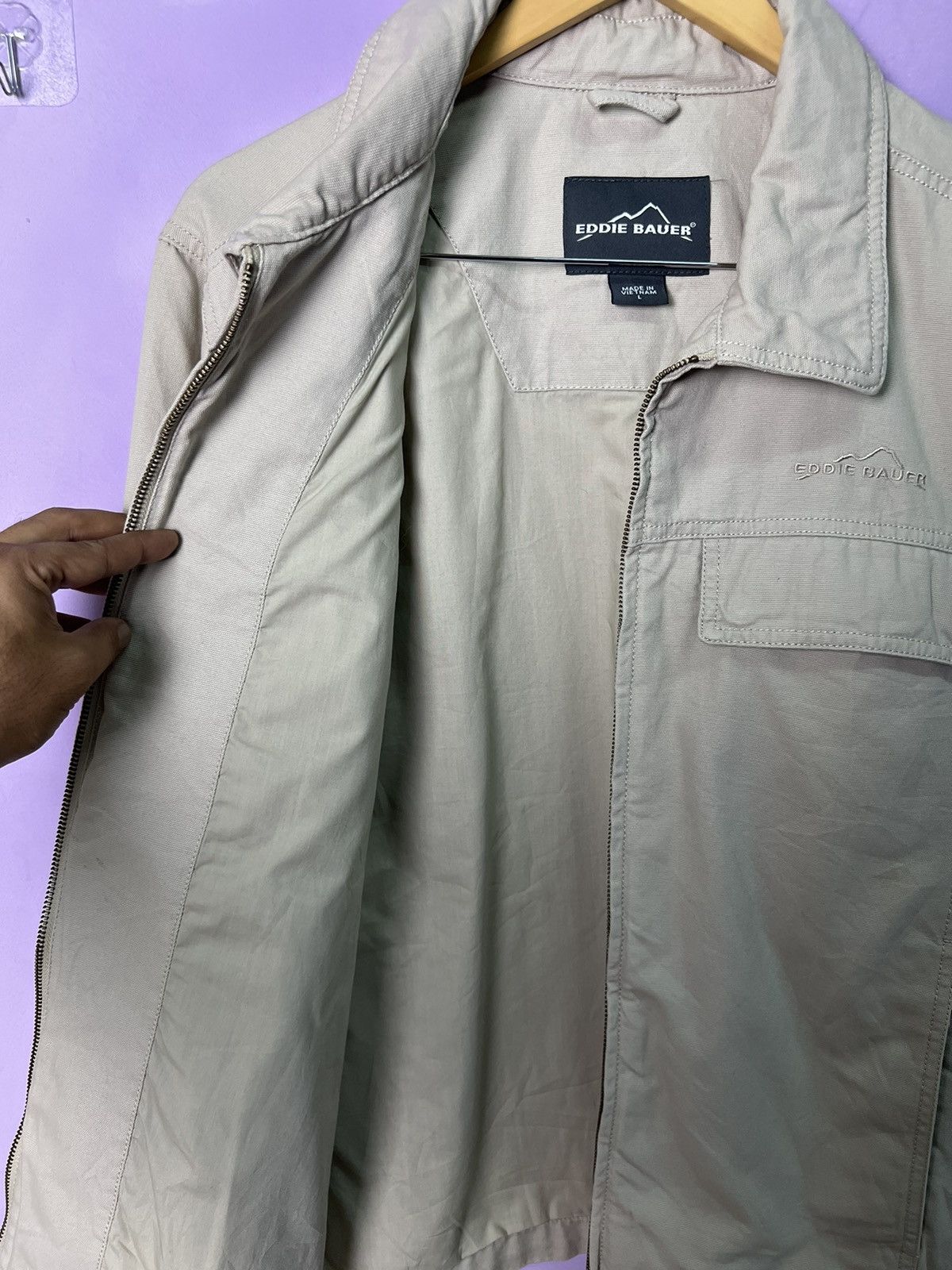 Eddie Bauer 🔥Eddie Bauer Khaki Zipper Chore Jacket Size US L / EU 52-54 / 3 - 13 Thumbnail