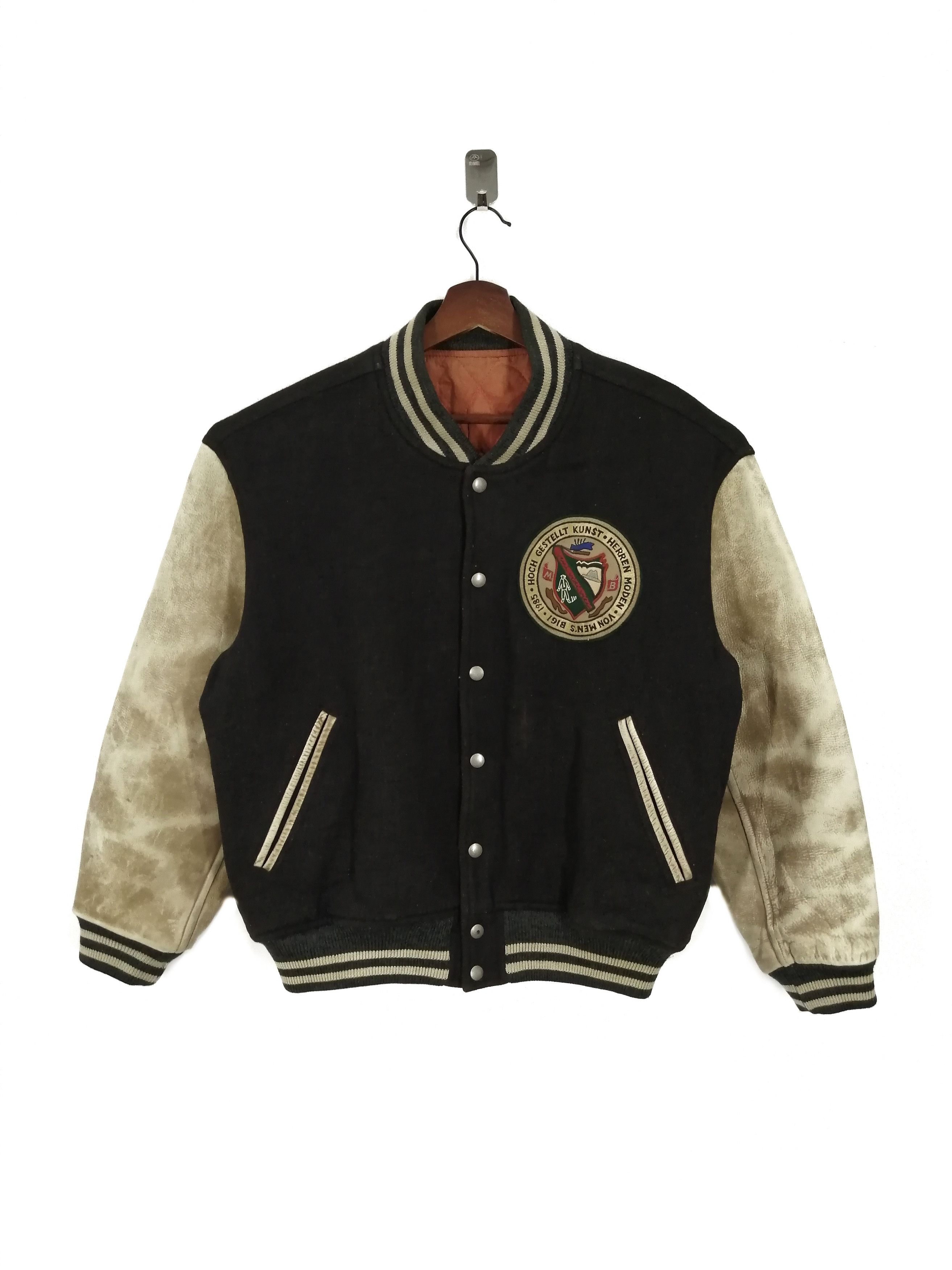 BIGI × yoshie inaba Vintage Wool Leather Letterman Varsity Jacket by BIGI Size US M / EU 48-50 / 2 - 2 Thumbnail