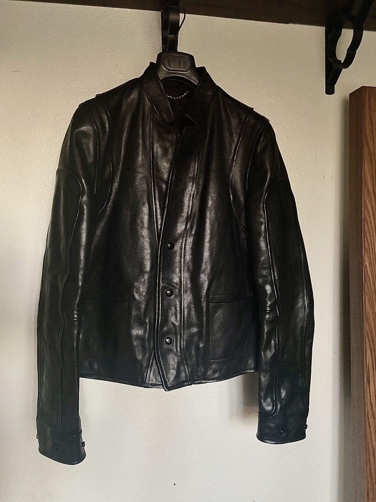 image of Balenciaga Leather Moto Jacket in Black, Men's (Size Medium)