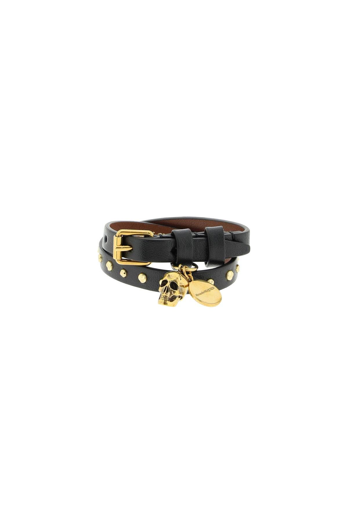 image of Alexander Mcqueen Double Wrap Skull Bracelet, Women's