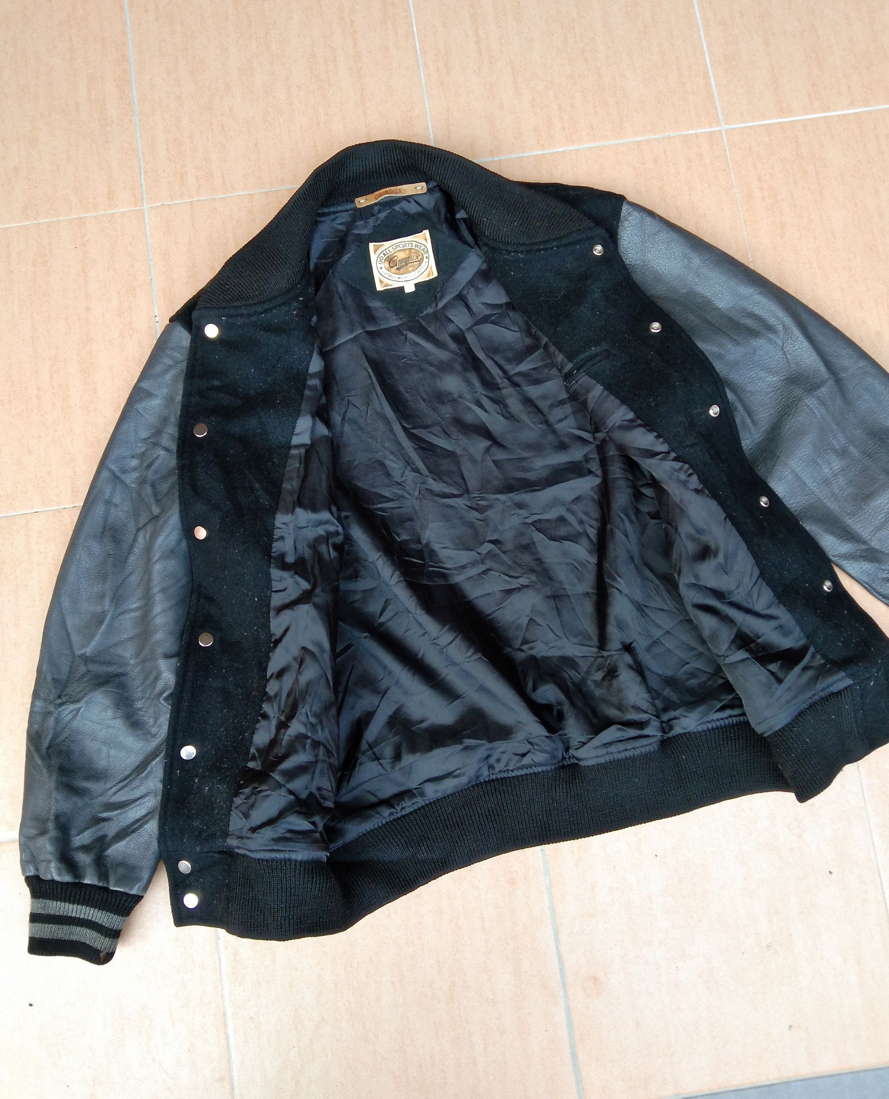 Vintage Vintage Campux Campus Wear Wool + Leather Varsity Jacket Size US L / EU 52-54 / 3 - 3 Thumbnail
