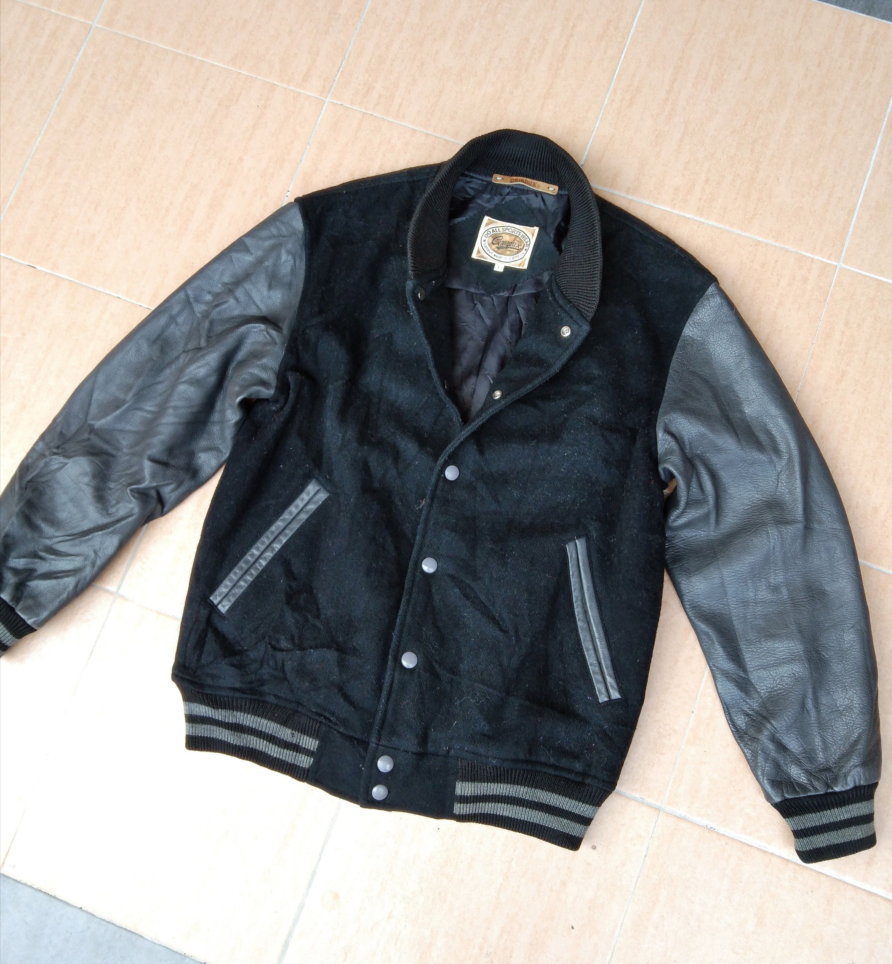 Vintage Vintage Campux Campus Wear Wool + Leather Varsity Jacket Size US L / EU 52-54 / 3 - 1 Thumbnail