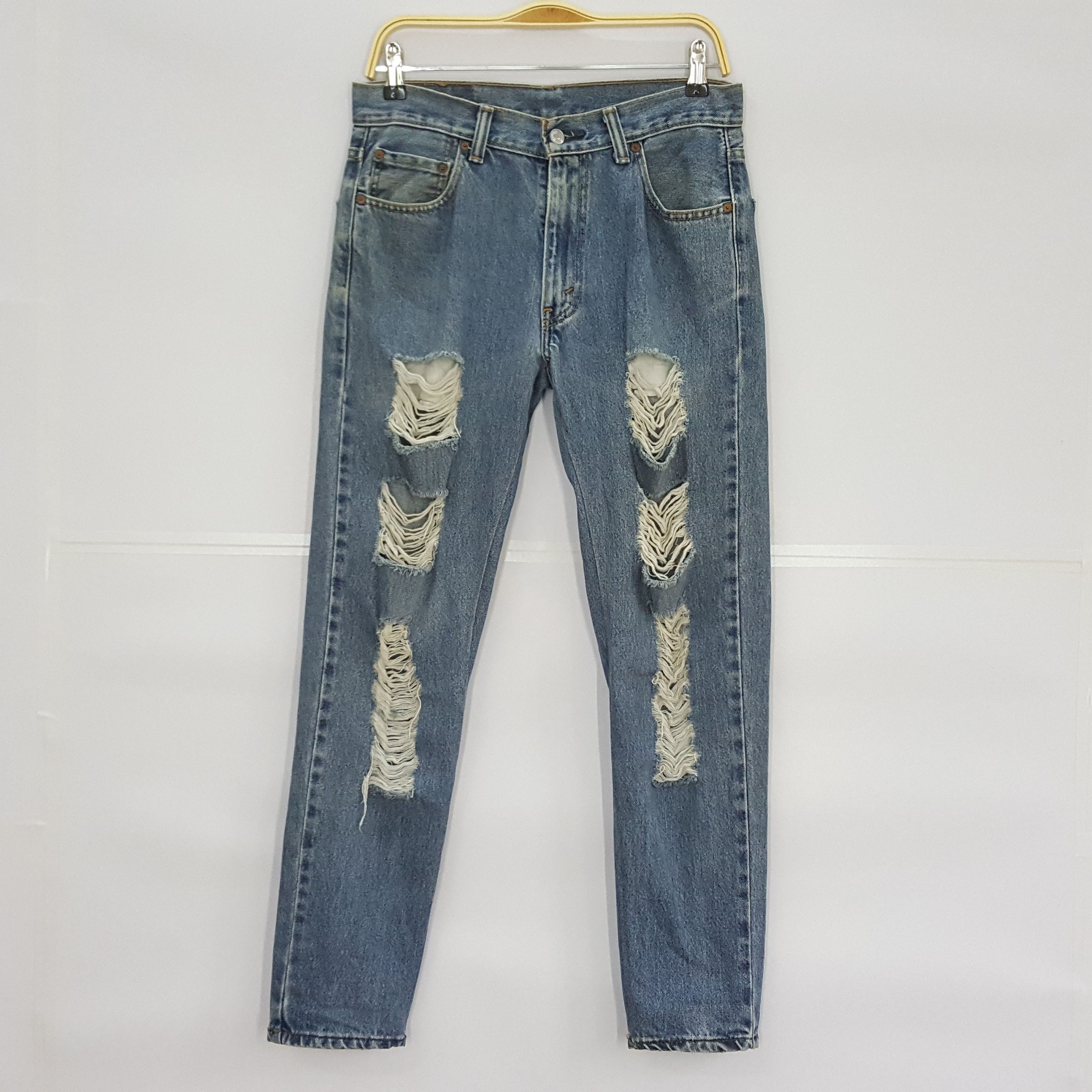 Levi's Vintage Clothing Vintage Levi's 550 Distress Denim Kurt Cobain style pants Size US 30 / EU 46 - 1 Thumbnail