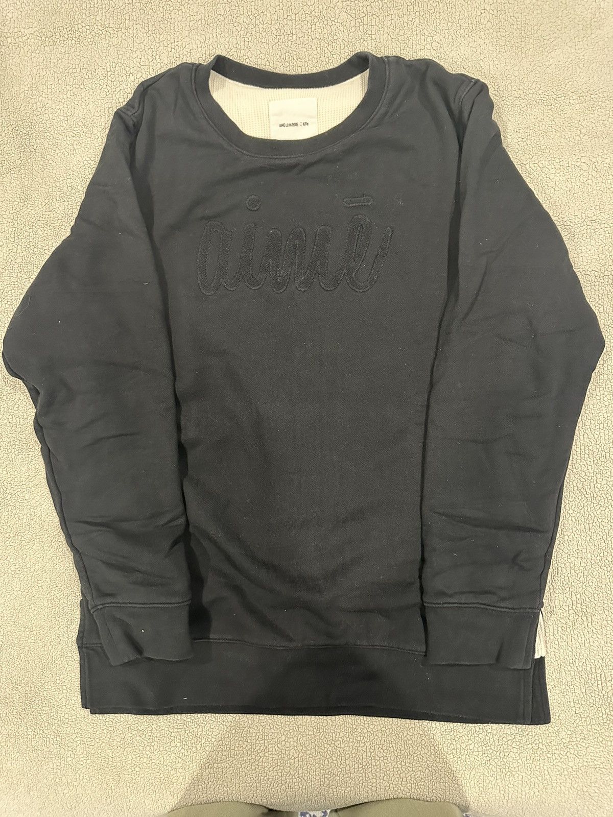 image of Aime Leon Dore X Kith Thermal Crewneck in Black, Men's (Size XL)