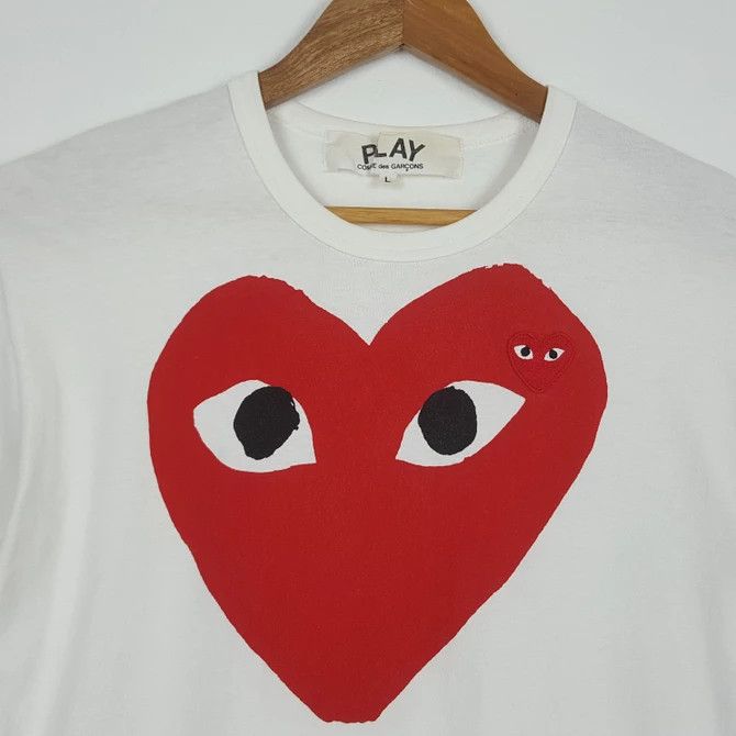Comme des Garcons × Comme des Garcons PLAY × Japanese Brand Vintage COMME des CARCONS PLAY white t-shirts made in Japan Size US M / EU 48-50 / 2 - 3 Thumbnail
