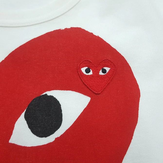 Comme des Garcons × Comme des Garcons PLAY × Japanese Brand Vintage COMME des CARCONS PLAY white t-shirts made in Japan Size US M / EU 48-50 / 2 - 2 Thumbnail