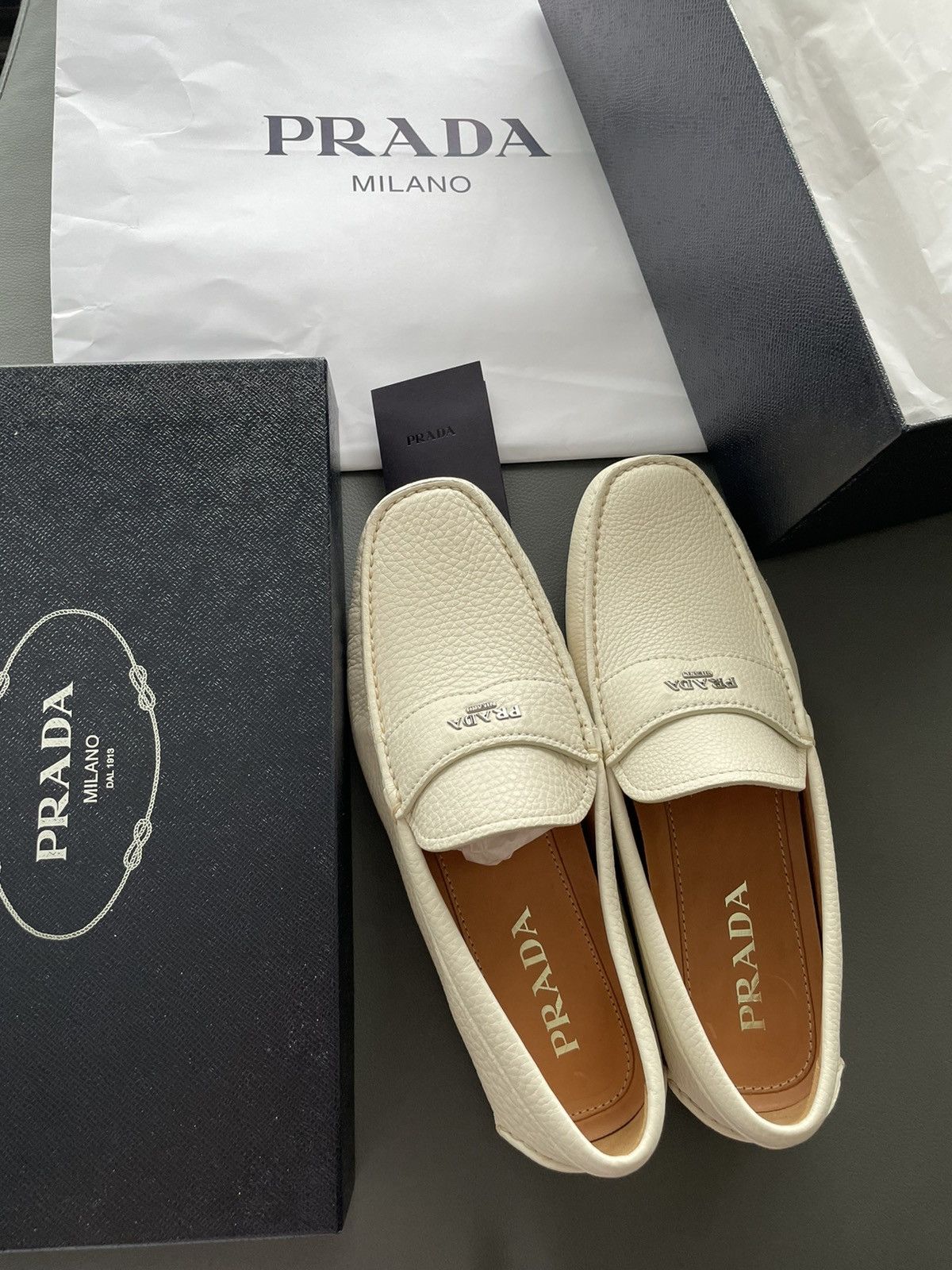 Prada Rare Limited Edition Iconic Prada Logo Leather Loafer Shoes Size US 8 / EU 41 - 12 Thumbnail