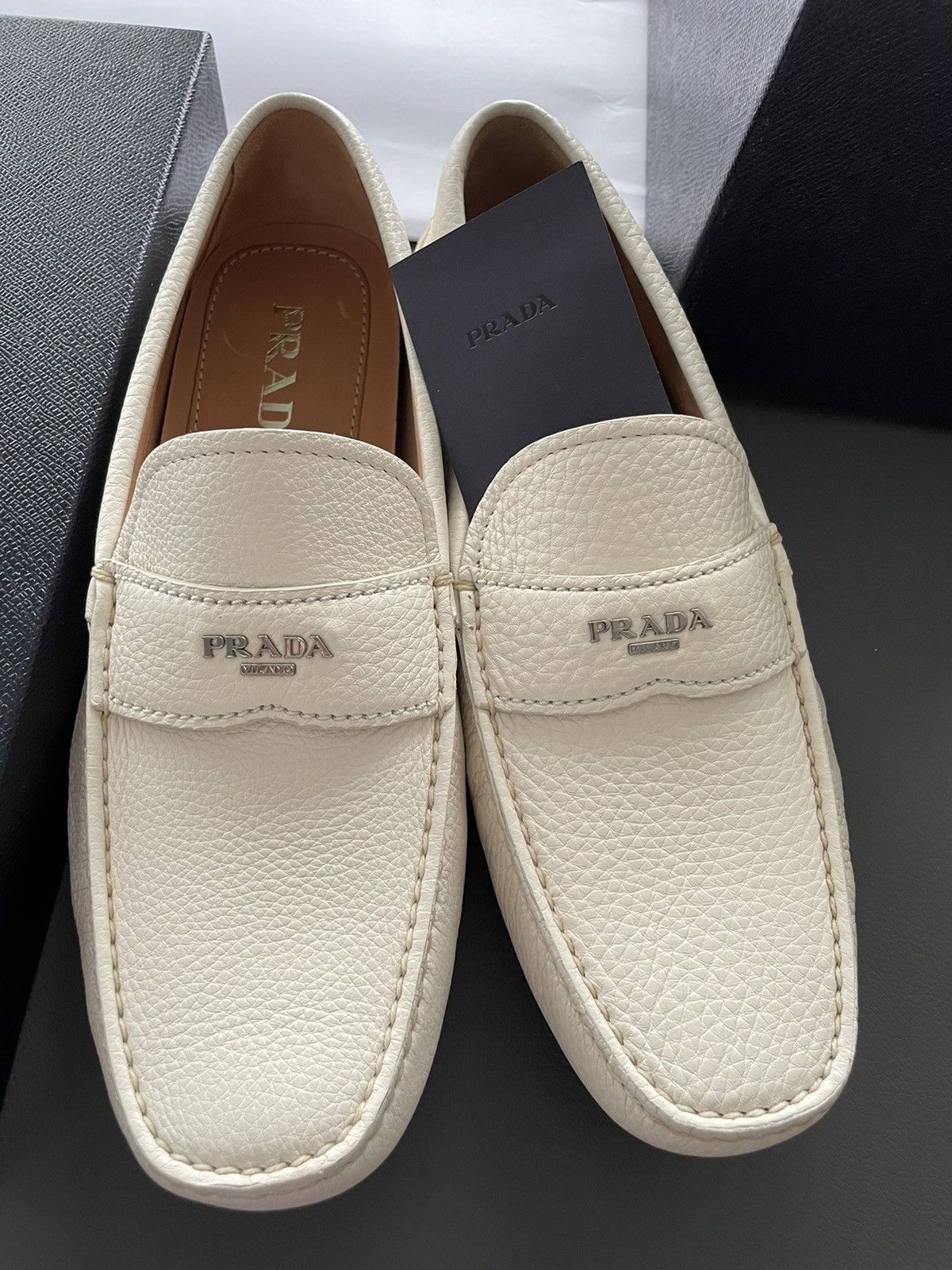 Prada Rare Limited Edition Iconic Prada Logo Leather Loafer Shoes Size US 8 / EU 41 - 4 Thumbnail