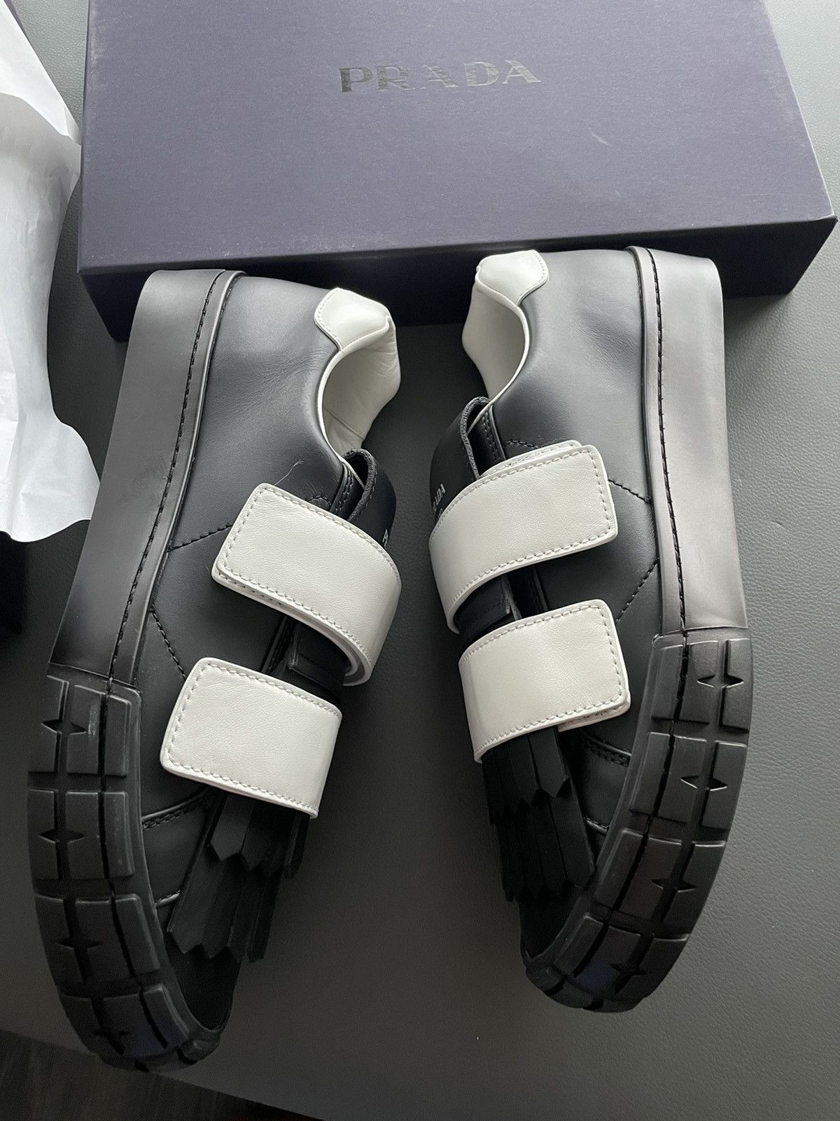 Prada BrandNew Limited Edition Runway Prada Logo Leather Sneakers Size US 10 / EU 43 - 15 Thumbnail