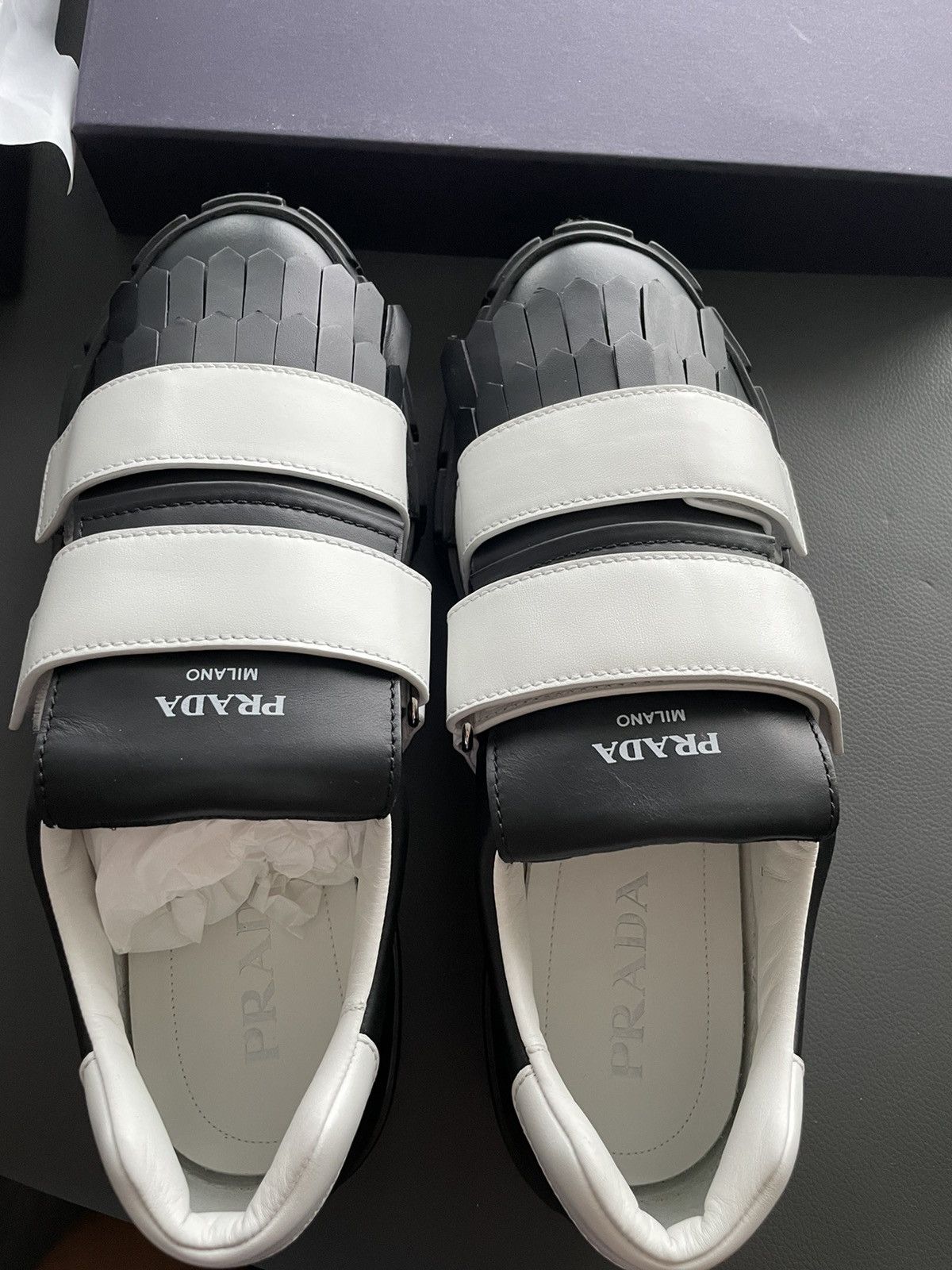 Prada BrandNew Limited Edition Runway Prada Logo Leather Sneakers Size US 10 / EU 43 - 11 Thumbnail