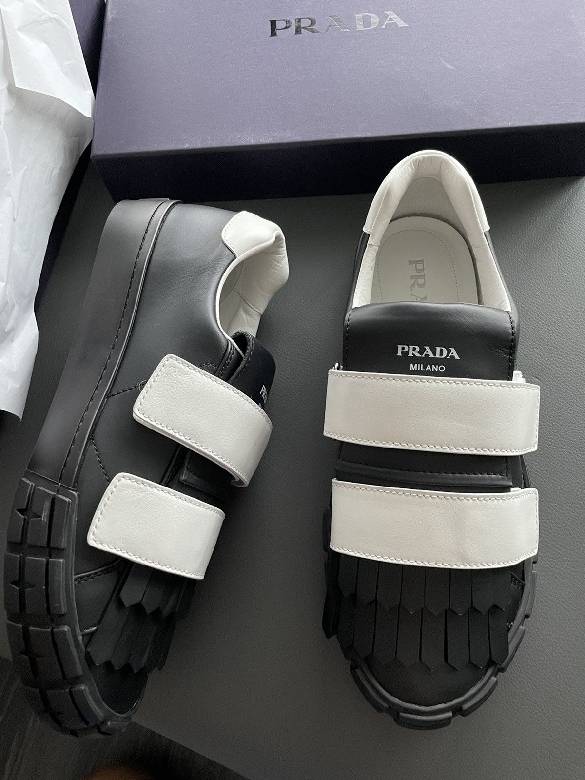 Prada BrandNew Limited Edition Runway Prada Logo Leather Sneakers Size US 10 / EU 43 - 23 Thumbnail