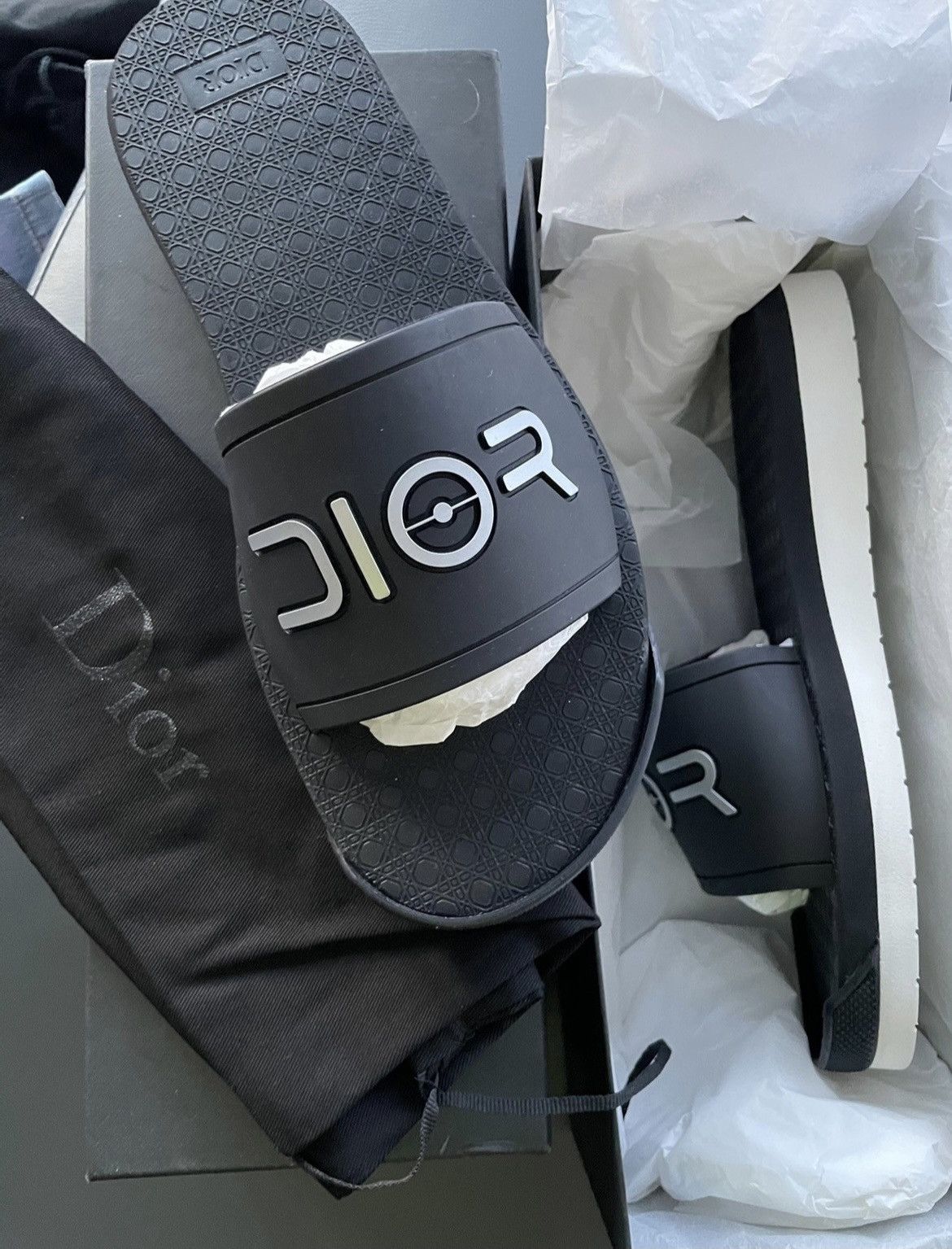 image of Club Sorayama x Dior Sorayama Super Limited Runway Sandal Slides New in Black, Men's (Size 10)