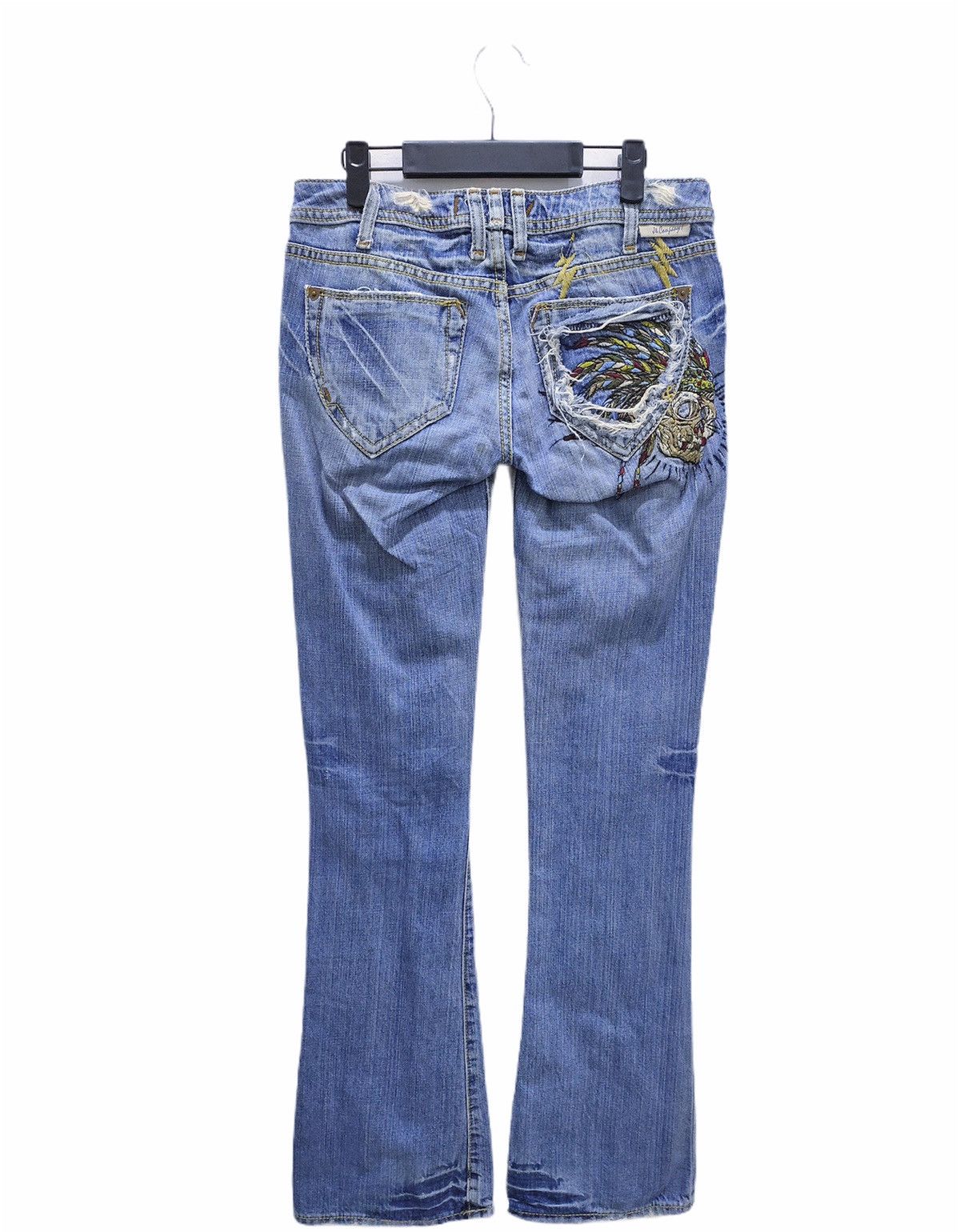 Japanese Brand J&COMPANY Embroidery Apache Skull Acid Washed Bootcut Jeans Size 28" / US 6 / IT 42 - 1 Thumbnail