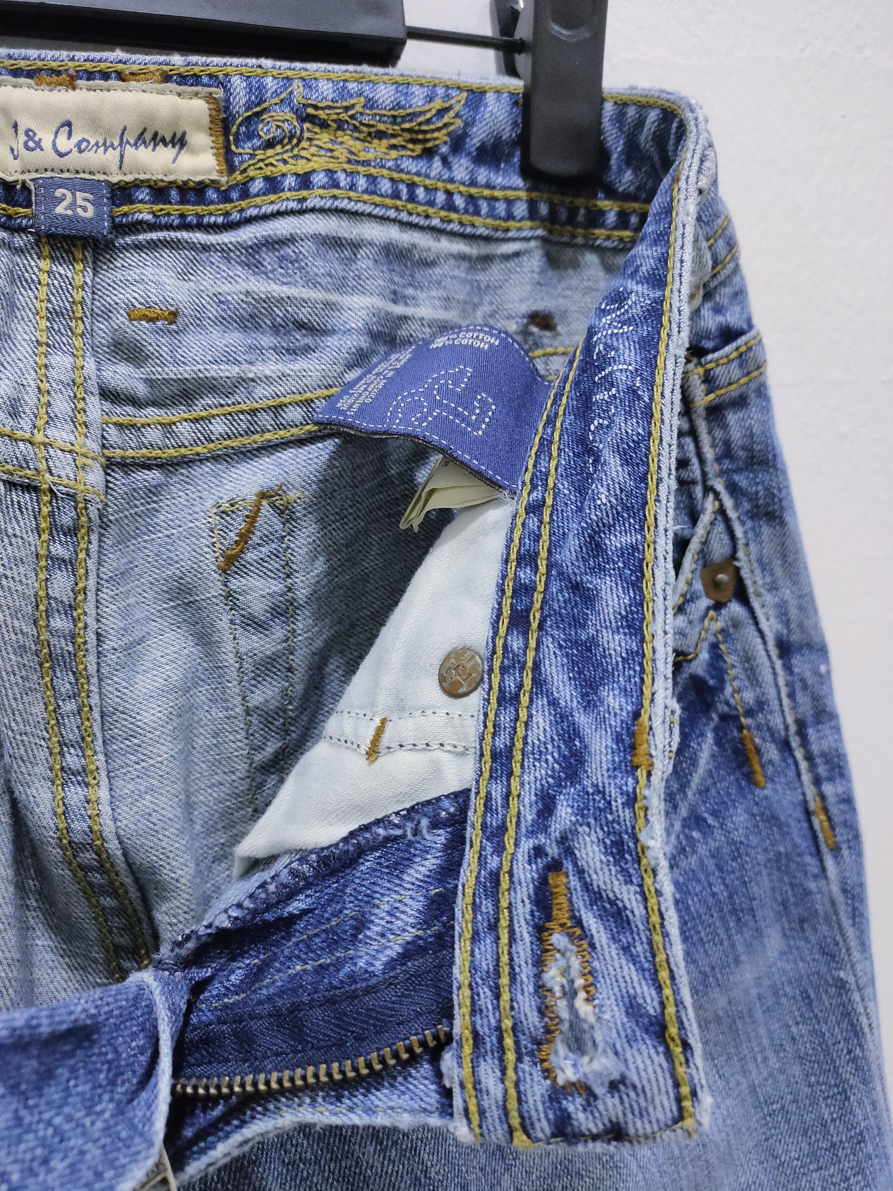 Japanese Brand J&COMPANY Embroidery Apache Skull Acid Washed Bootcut Jeans Size 28" / US 6 / IT 42 - 20 Thumbnail