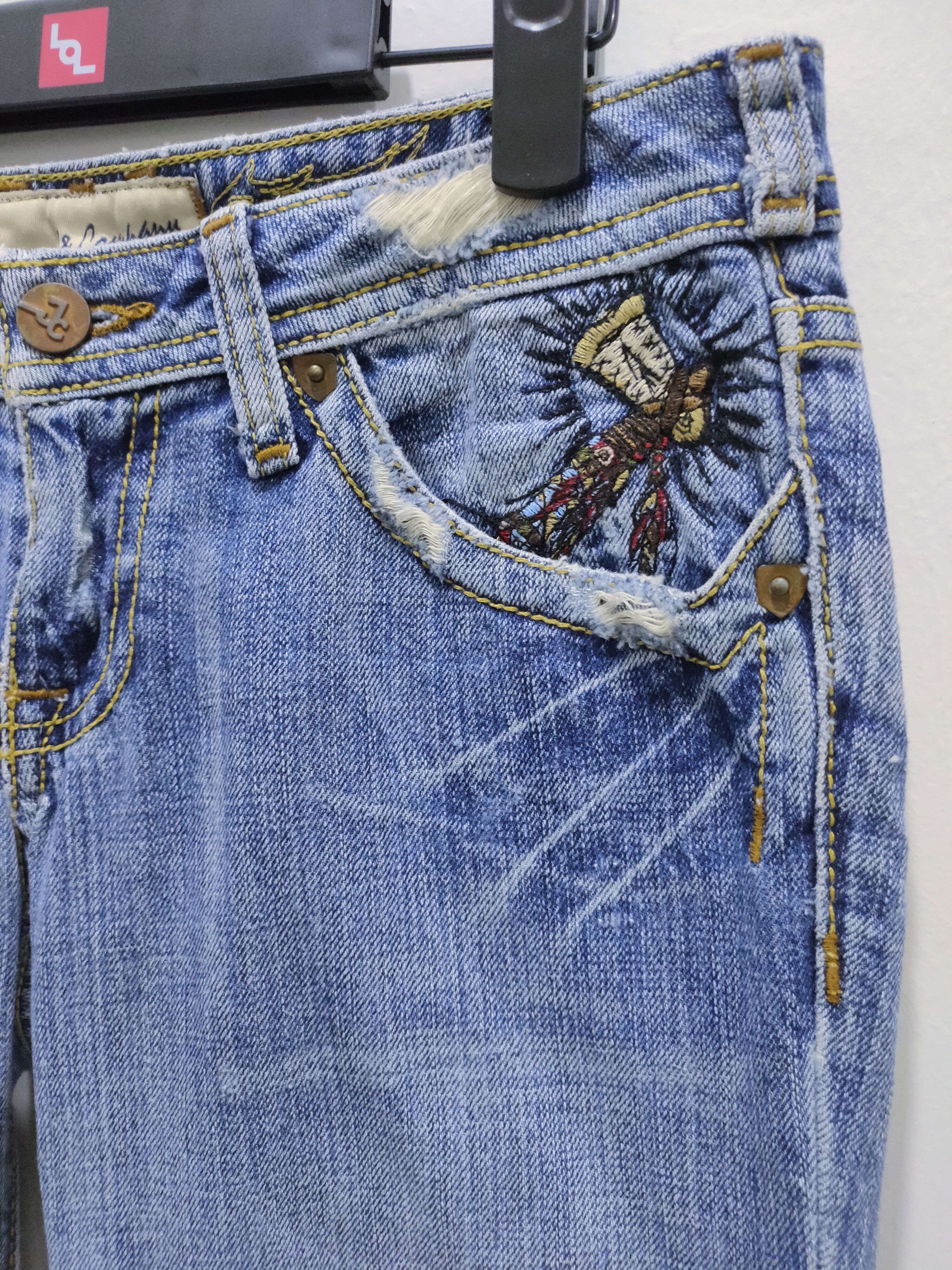 Japanese Brand J&COMPANY Embroidery Apache Skull Acid Washed Bootcut Jeans Size 28" / US 6 / IT 42 - 9 Thumbnail