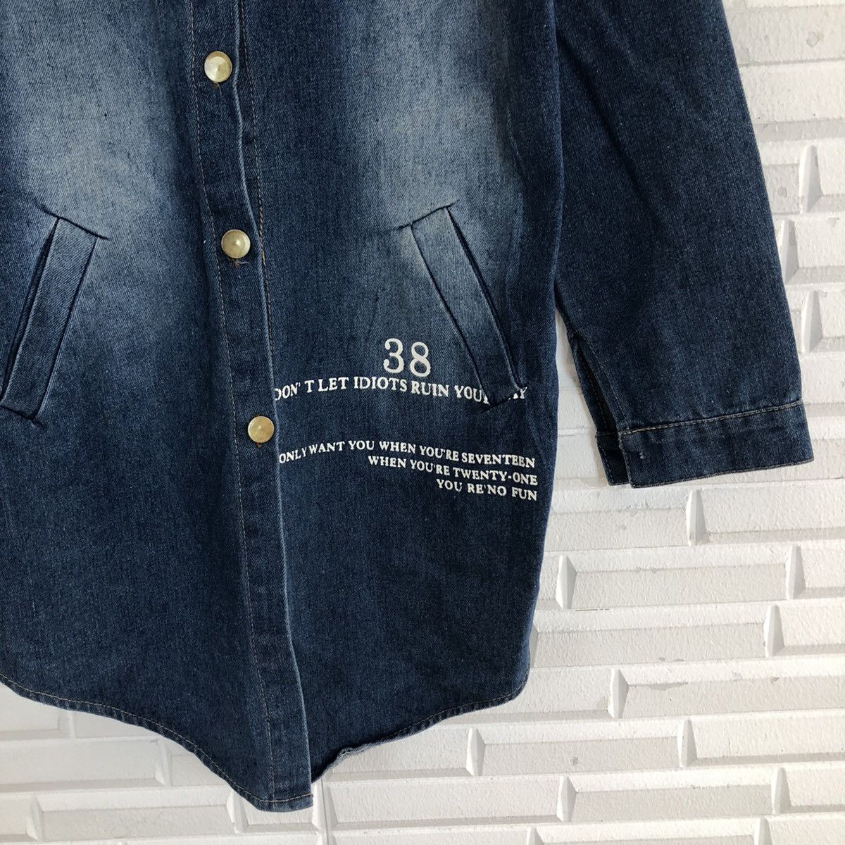 Japanese Brand VINTAGE RINMOO DENIM LIGHT JACKET BIG LOGO STREETWEAR STYLE Size US M / EU 48-50 / 2 - 5 Thumbnail