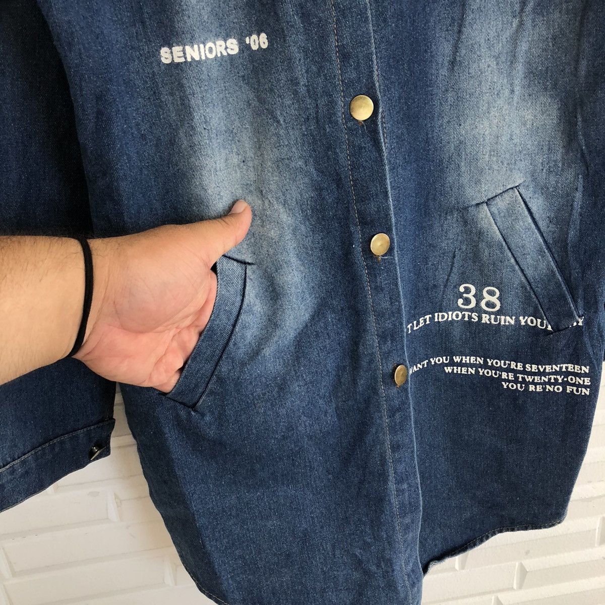 Japanese Brand VINTAGE RINMOO DENIM LIGHT JACKET BIG LOGO STREETWEAR STYLE Size US M / EU 48-50 / 2 - 6 Thumbnail