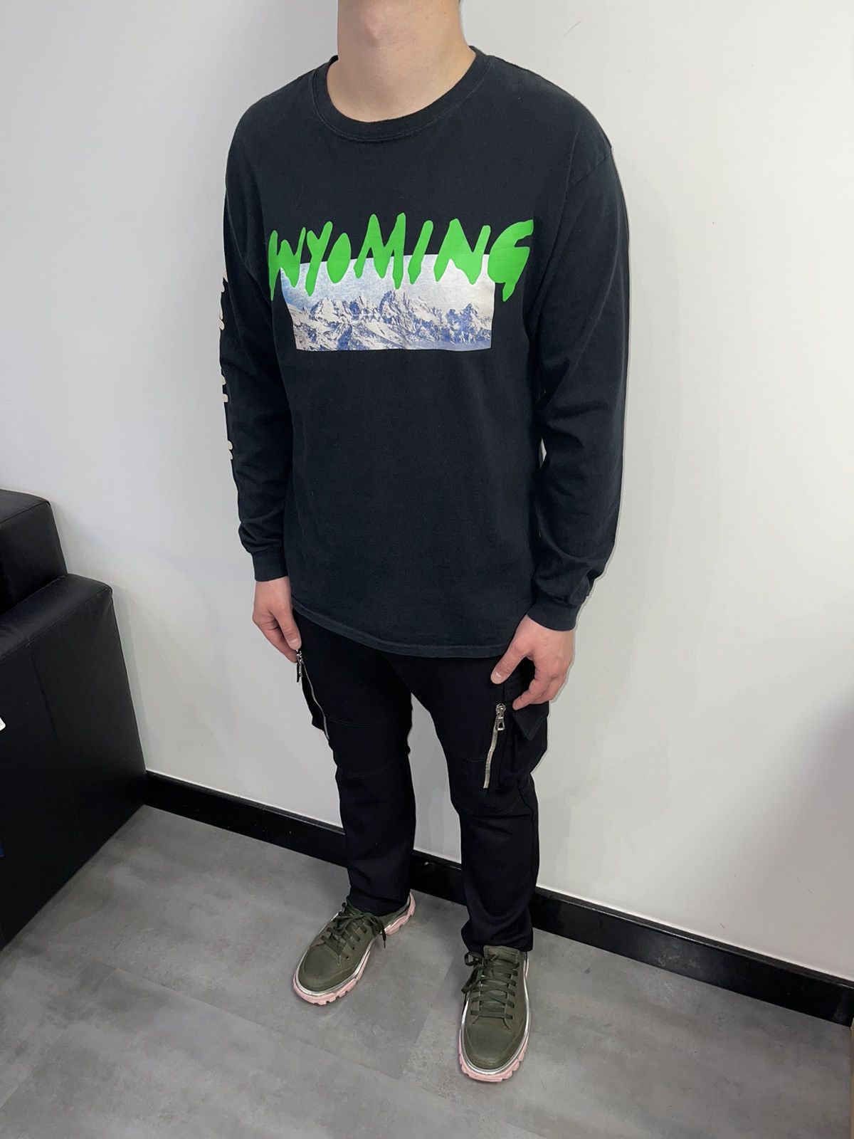 image of Kanye West Wyoming Merchandise Black Longsleeve T-Shirt, Men's (Size Large)