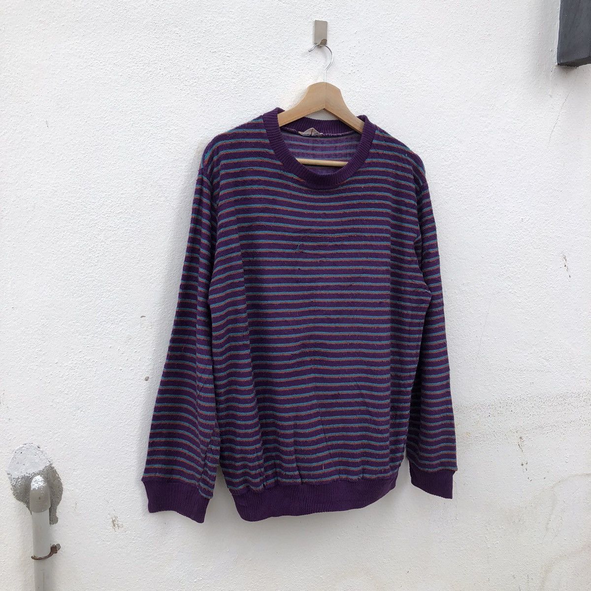 Japanese Brand STRIPE SWEATSHIRT VINTAGE CHECKMATE NICE DESIGN Size US M / EU 48-50 / 2 - 2 Thumbnail