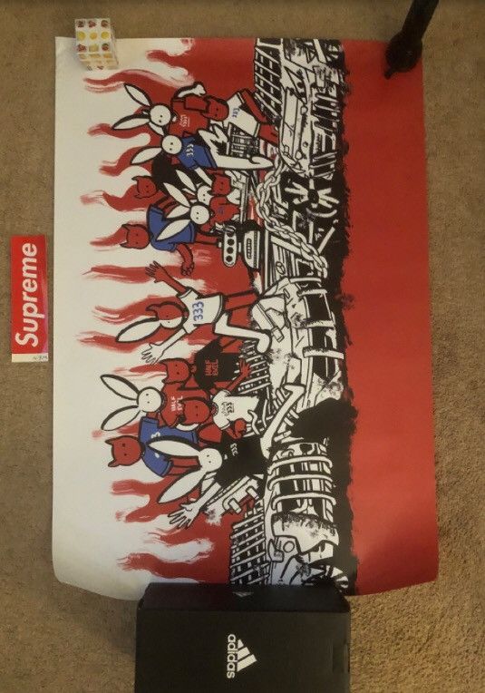 image of Half Evil x Kodone Poster in White, Men's