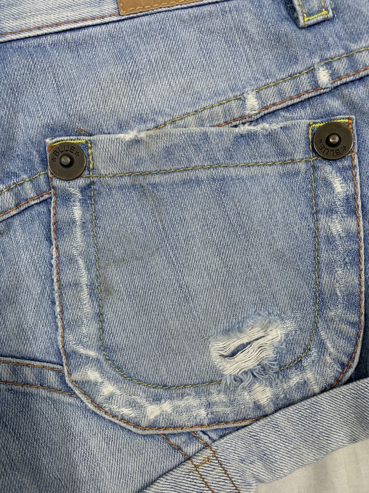 Blue Blue Japan Blue Blue Japan Light Wash Clawmark Distressed Denim Shorts Size 29" - 14 Thumbnail