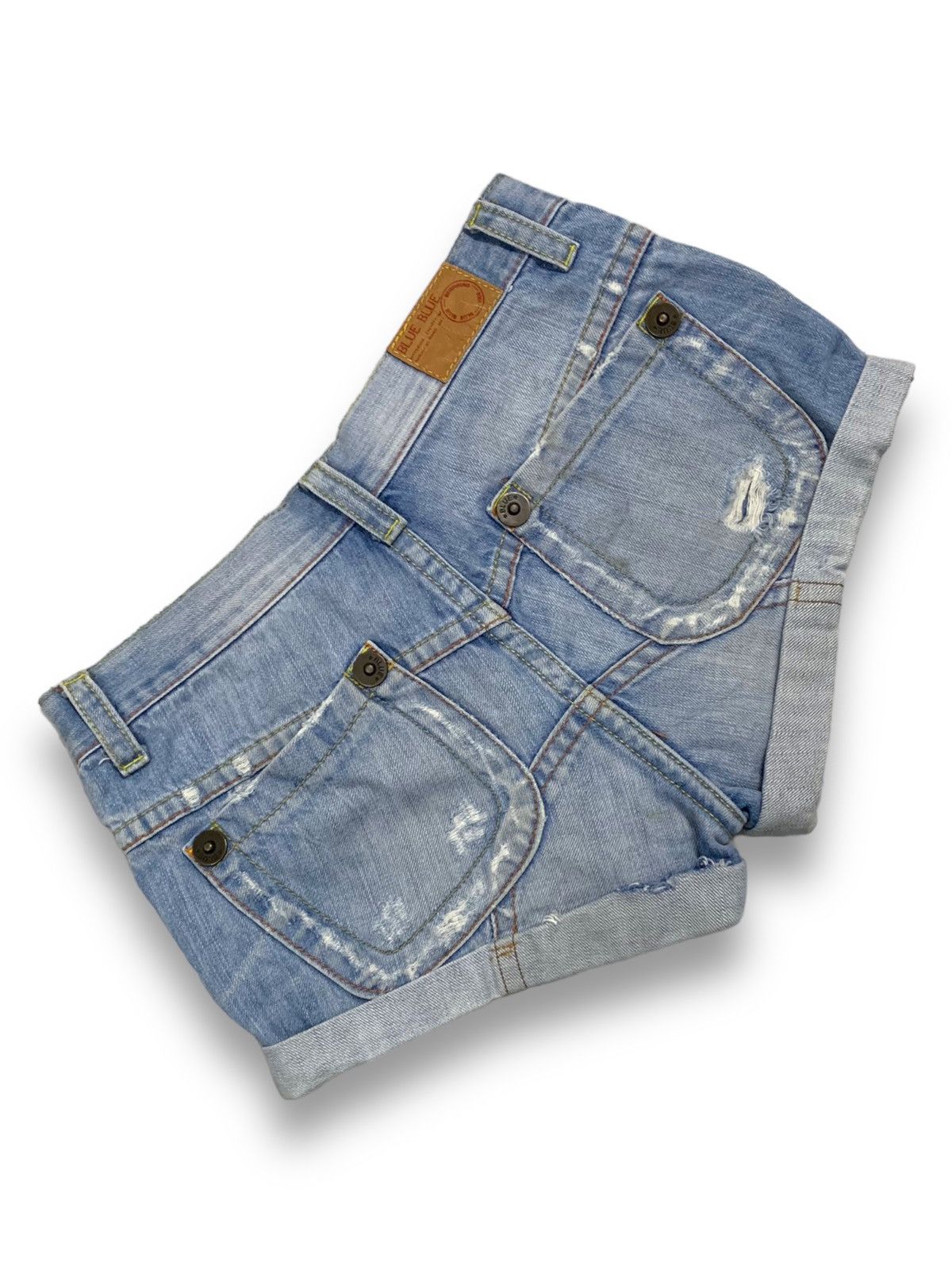 Blue Blue Japan Blue Blue Japan Light Wash Clawmark Distressed Denim Shorts Size 29" - 4 Thumbnail