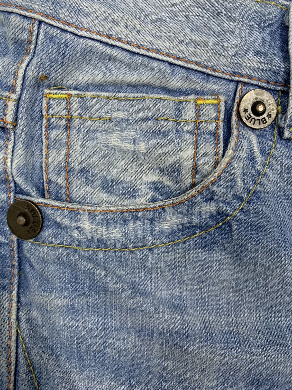 Blue Blue Japan Blue Blue Japan Light Wash Clawmark Distressed Denim Shorts Size 29" - 9 Thumbnail