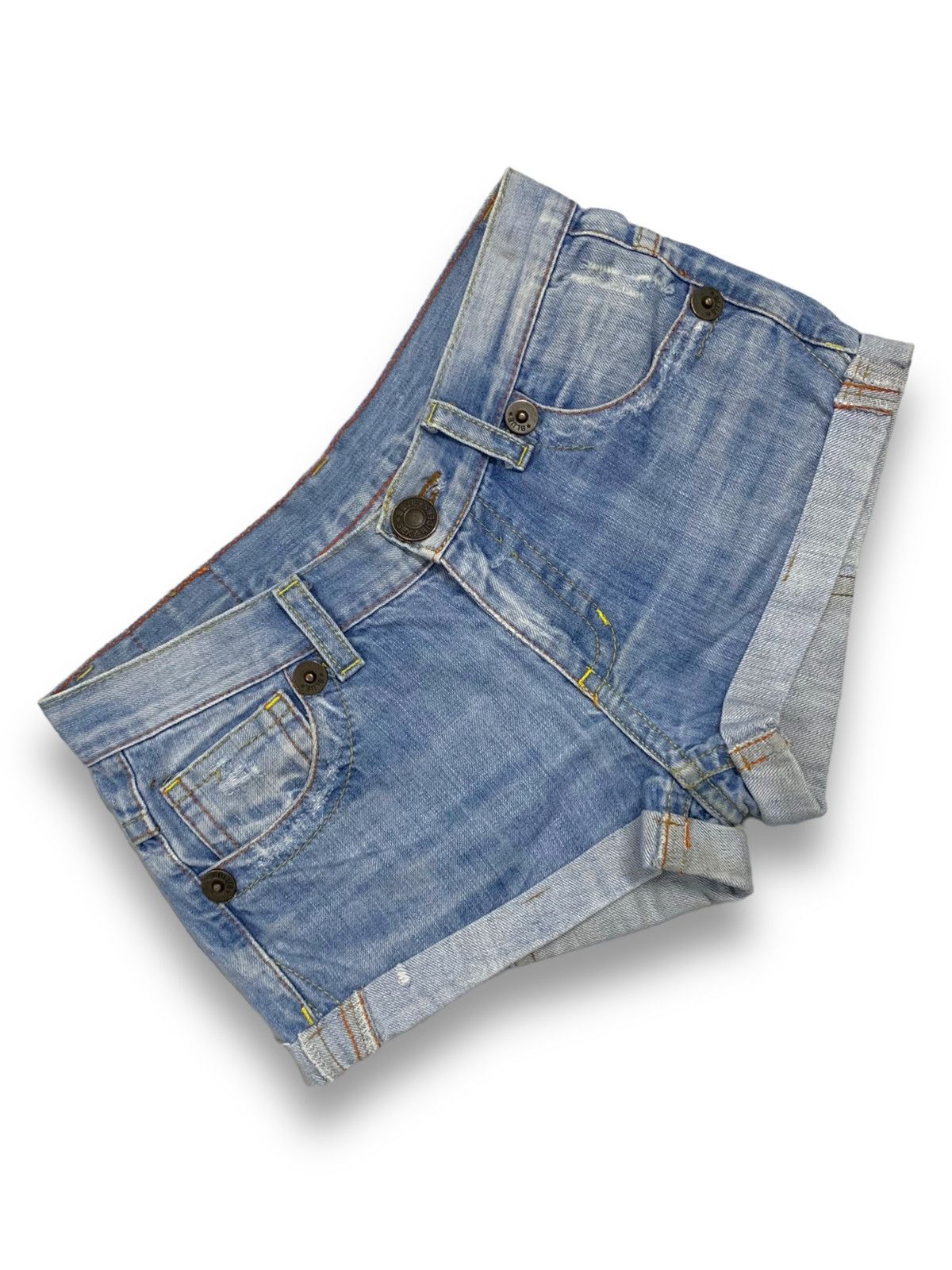 Blue Blue Japan Blue Blue Japan Light Wash Clawmark Distressed Denim Shorts Size 29" - 3 Thumbnail