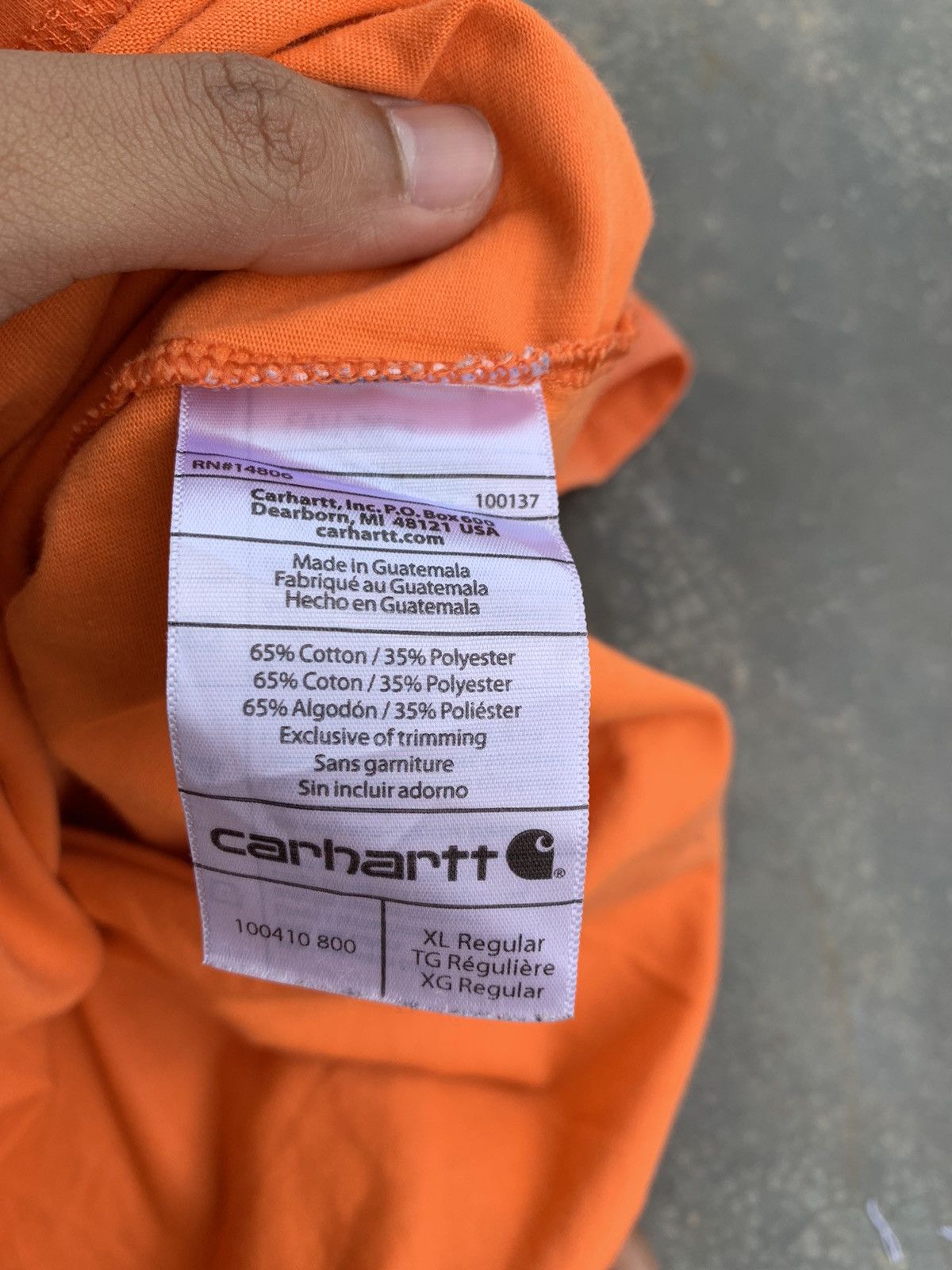Carhartt Vintage neon Orange Carhartt Tee Size US XL / EU 56 / 4 - 7 Thumbnail