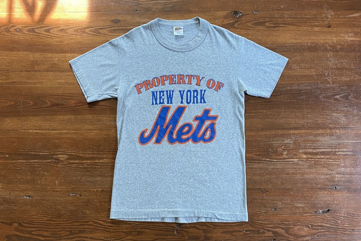 MLB Vintage 80’s New York Mets Single Stitch Trench Tee Size US XS / EU 42 / 0 - 1 Thumbnail