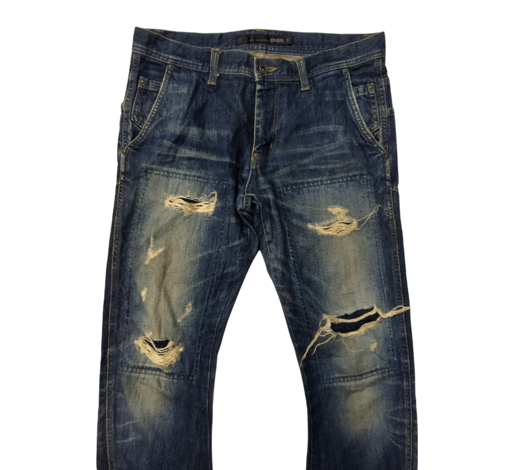 Schlussel Schlussel Japan Distressed Style Jeans Size US 33 - 2 Thumbnail