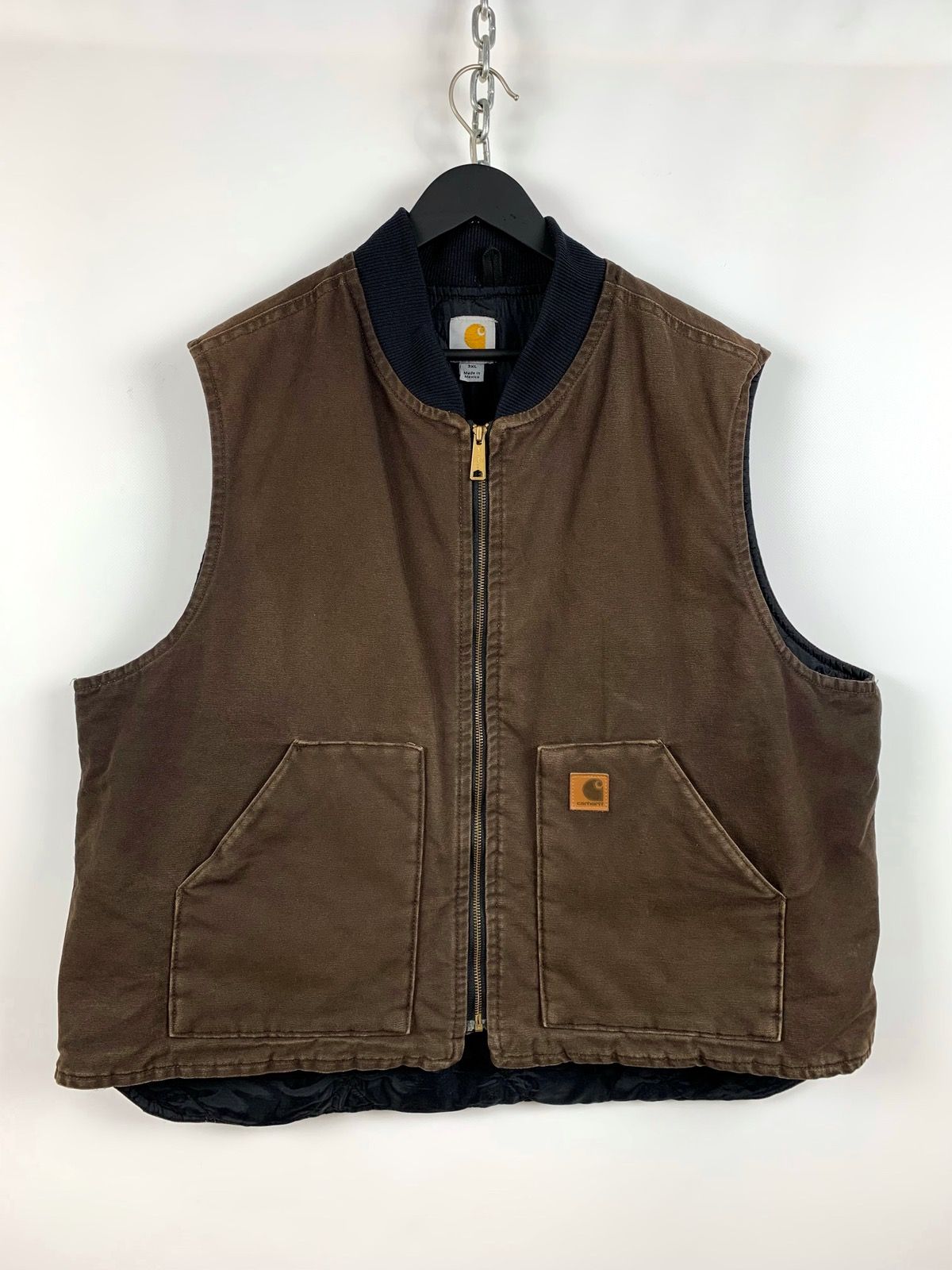 Pre-owned Carhartt X Vintage 90's Vintage Carhartt Brown Work Vest Jacket
