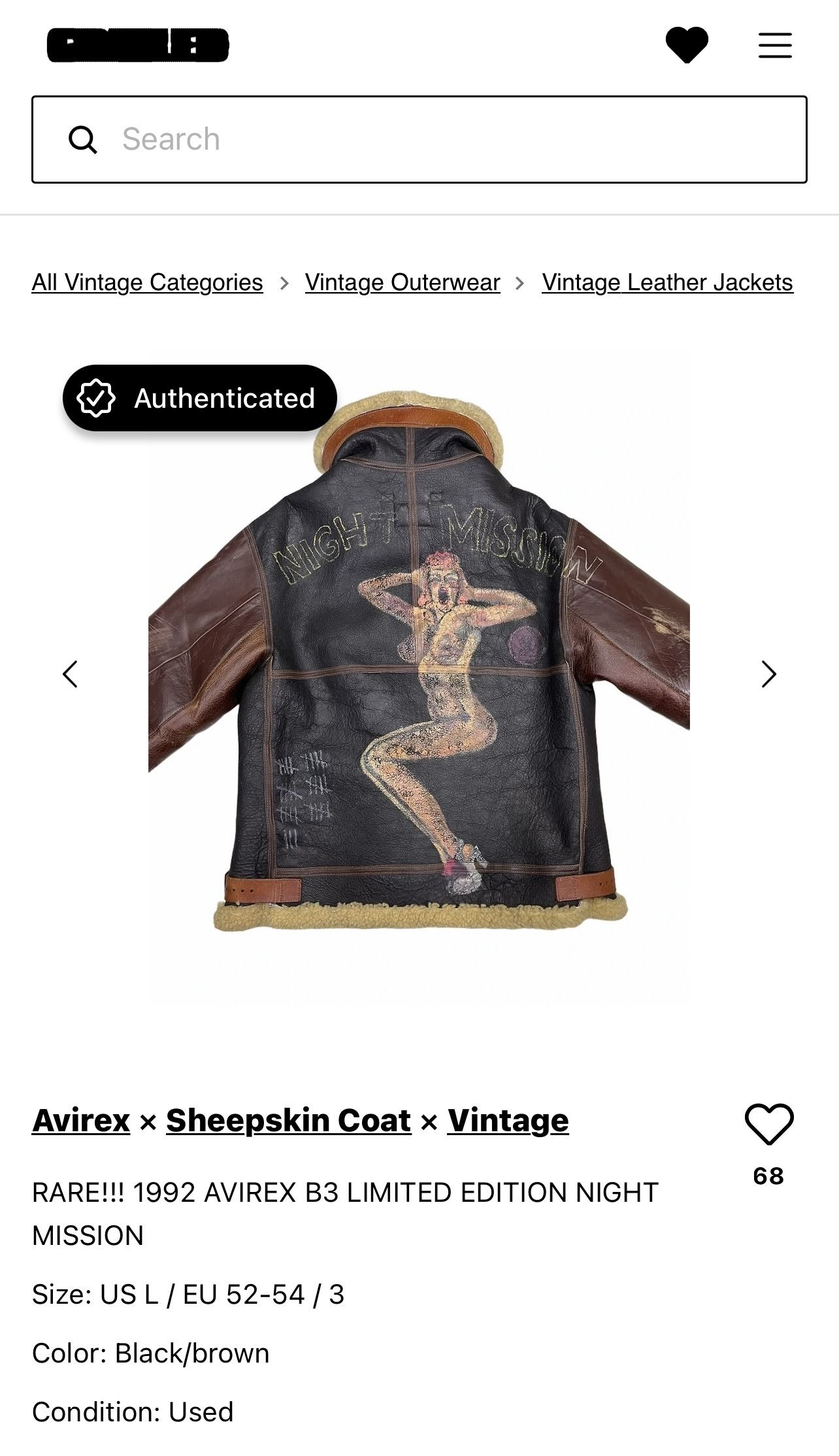 AVIREX B3 jacket Vintage『Night Mission』 - レザージャケット 